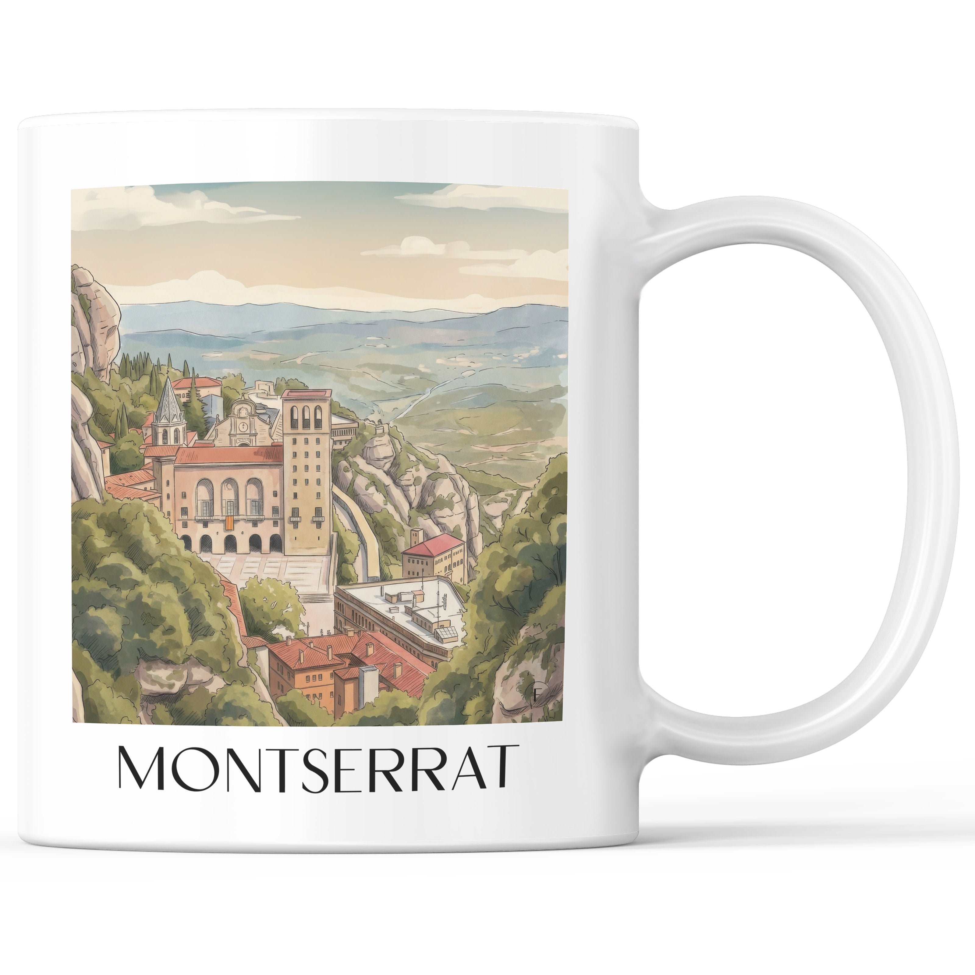 Montserrat Kaffeebecher - Spanien - Vereinigtes Königreich und Spanien Becher - Kaffeetasse im Aquarell Stil - favplace