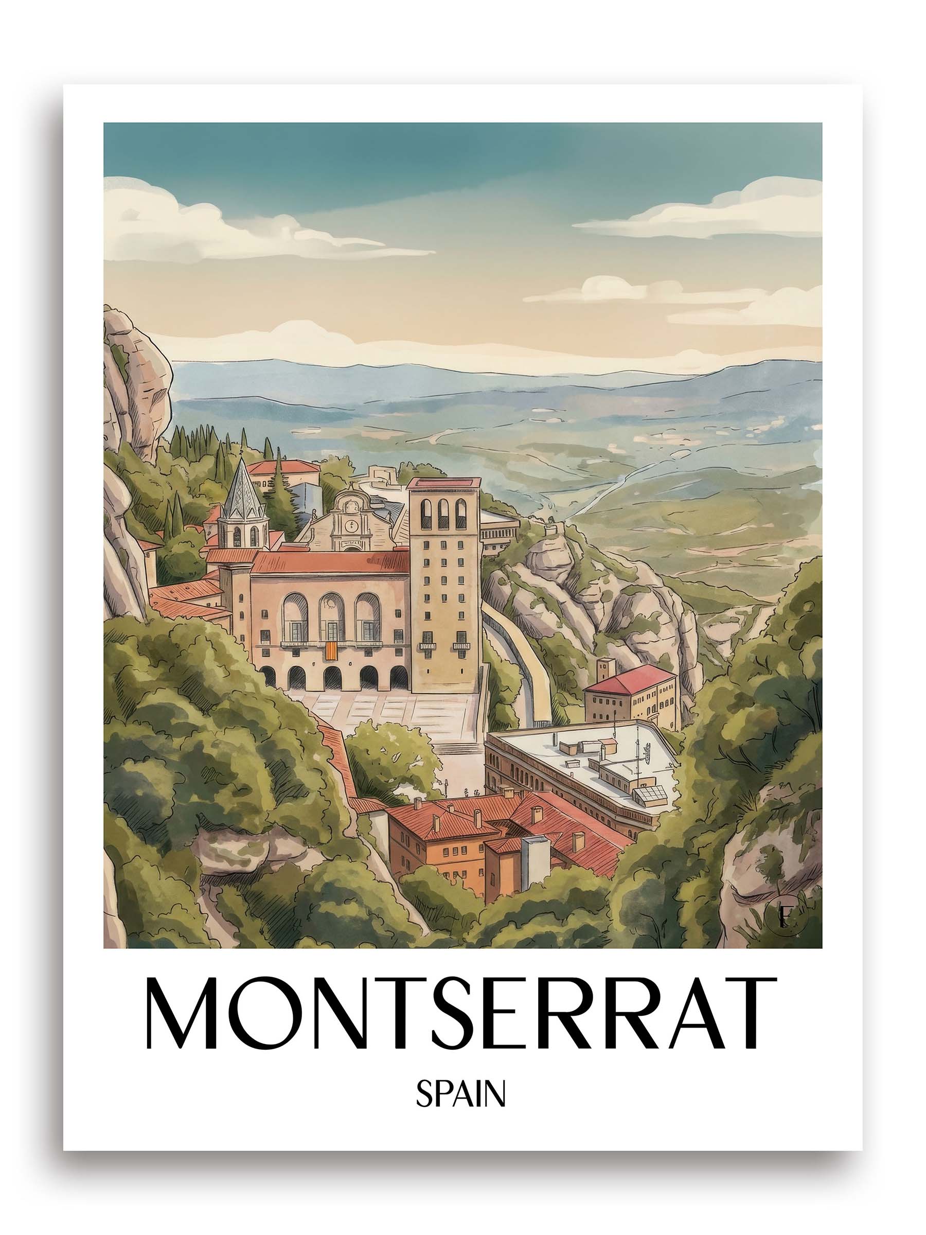 Montserrat Poster - Spanien - Montserrat und Spanien Kunstdruck - Aquarell von A4 bis A1 - favplace