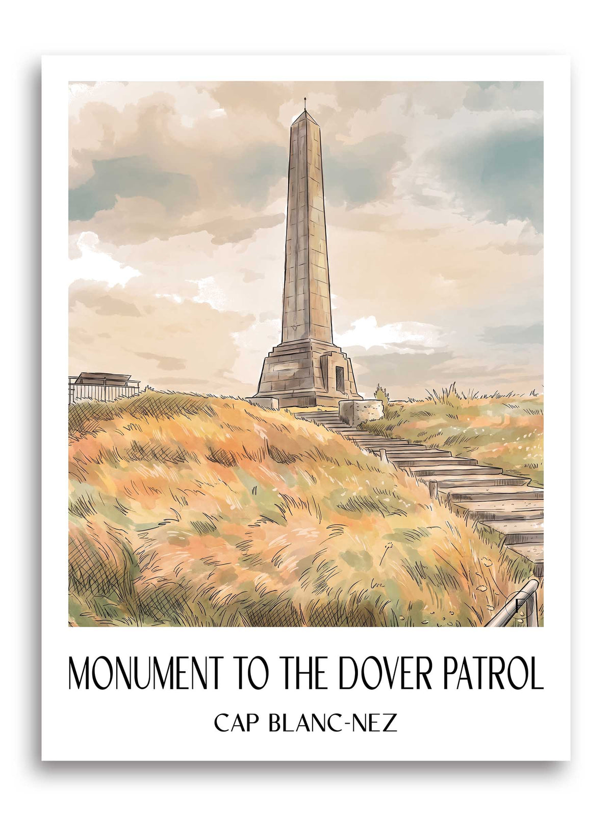 Monument du Dover Patrol Poster - Cap Blanc-Nez - Frankreich Kunstdruck - Aquarell von A4 bis A1 - favplace
