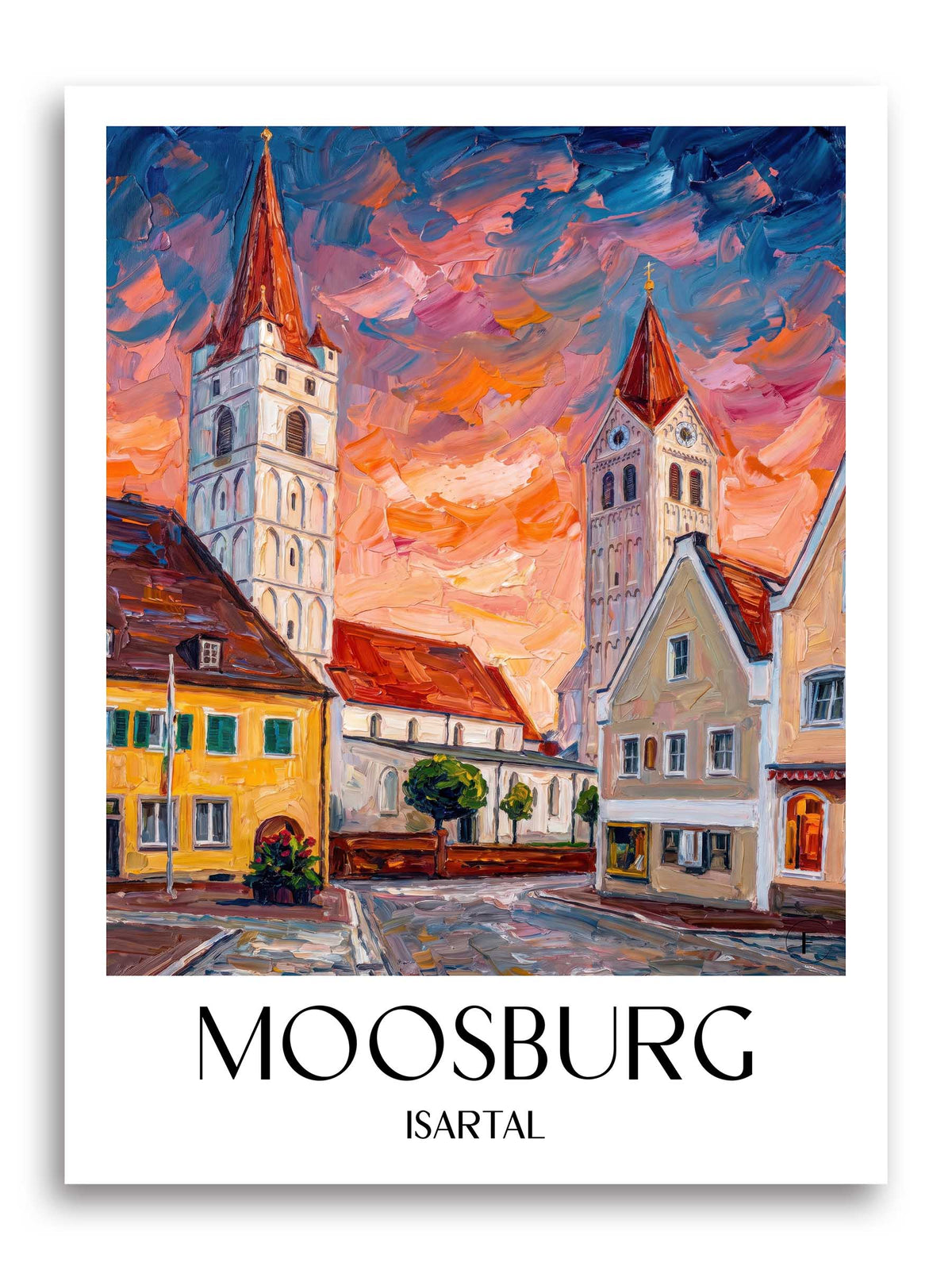 Moosburg Poster - Isartal - Deutschland Kunstdruck - Ölgemälde von A4 bis A1 - favplace