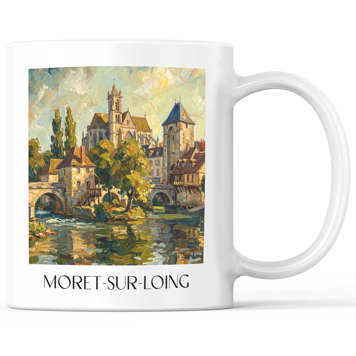 Moret-sur-Loing Kaffeebecher - Gâtinais Français - Frankreich Becher - Kaffeetasse im Ölgemälde Stil - favplace