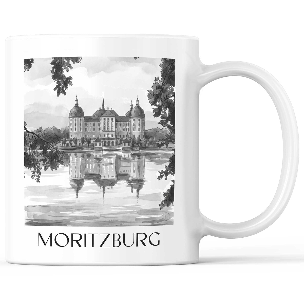 Moritzburg - Deutschland Becher - Kaffeetasse im Aquarell Schwarz-Weiß Stil - favplace