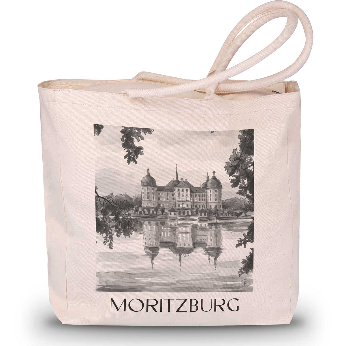 Moritzburg - Deutschland Tote Bag - Einkaufstasche im Aquarell Schwarz-Weiß Stil - favplace