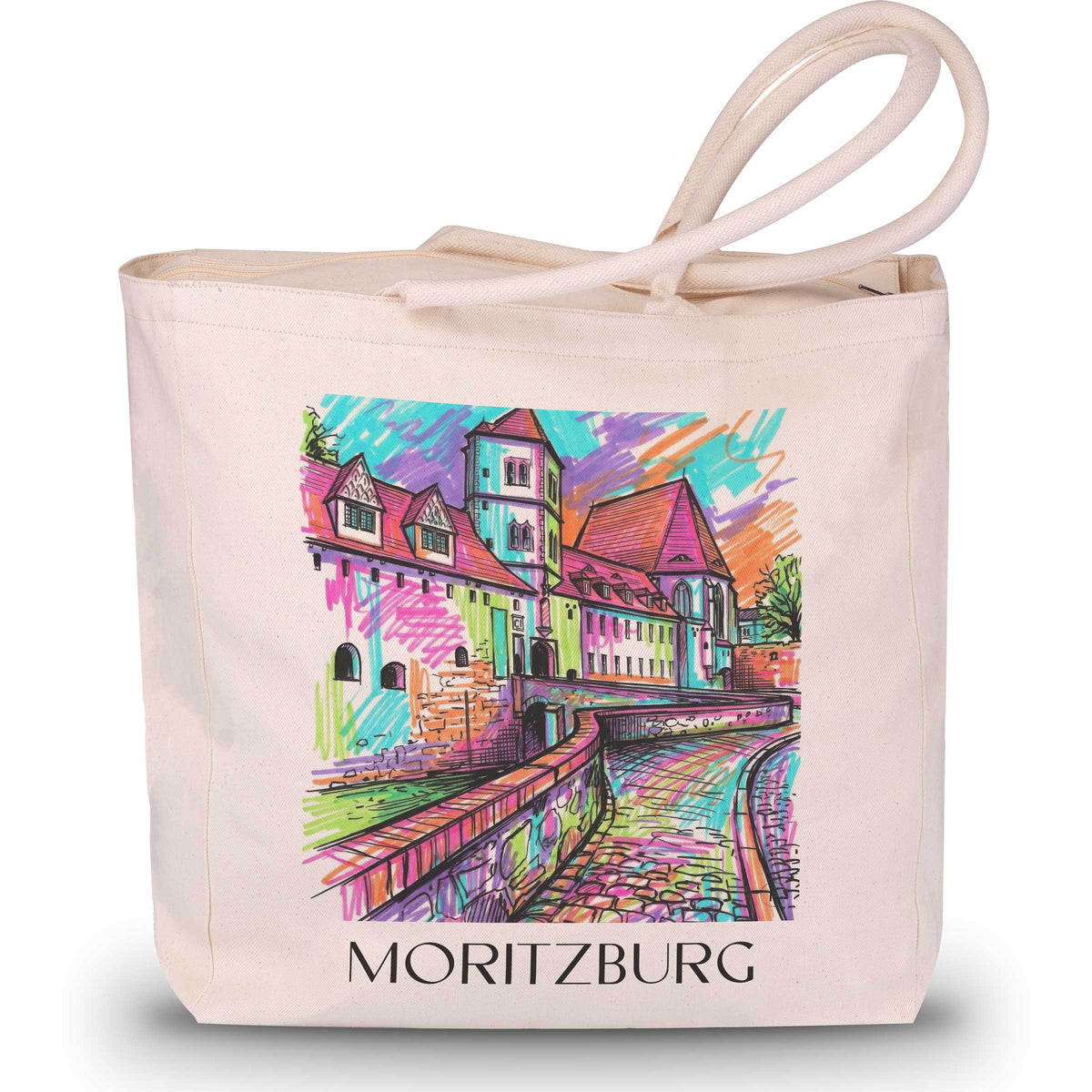 Moritzburg Shopping Tasche - Halle - Deutschland Tote Bag - Einkaufstasche im Tag Graffiti Stil - favplace