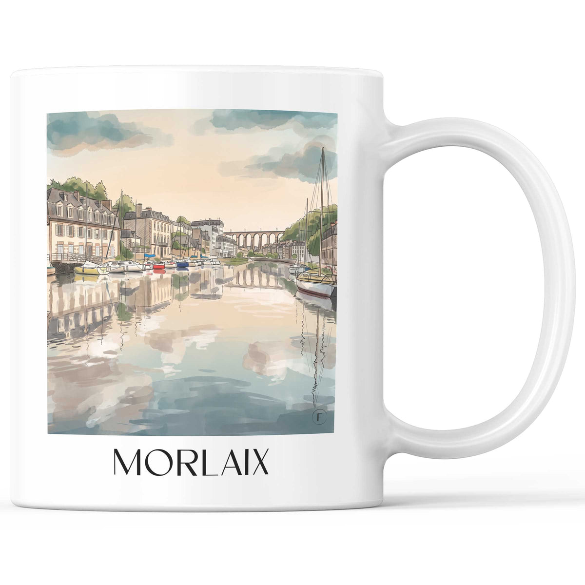 Morlaix Kaffeebecher - Finistère - Frankreich Becher - Kaffeetasse im Aquarell Stil