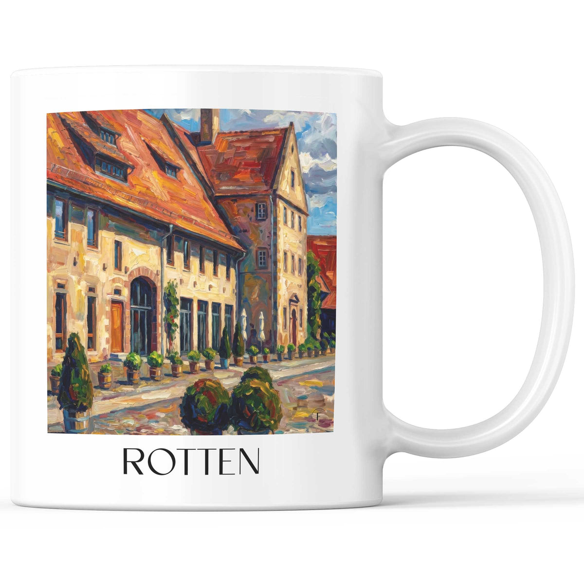 Morschen Kaffeebecher - Fuldatal - Deutschland Becher - Kaffeetasse im Ölgemälde Stil - favplace
