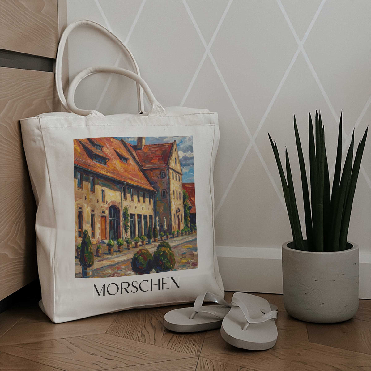 morschen-fuldatal-deutschland-einkaufstasche-oil-painting-oelgemaelde