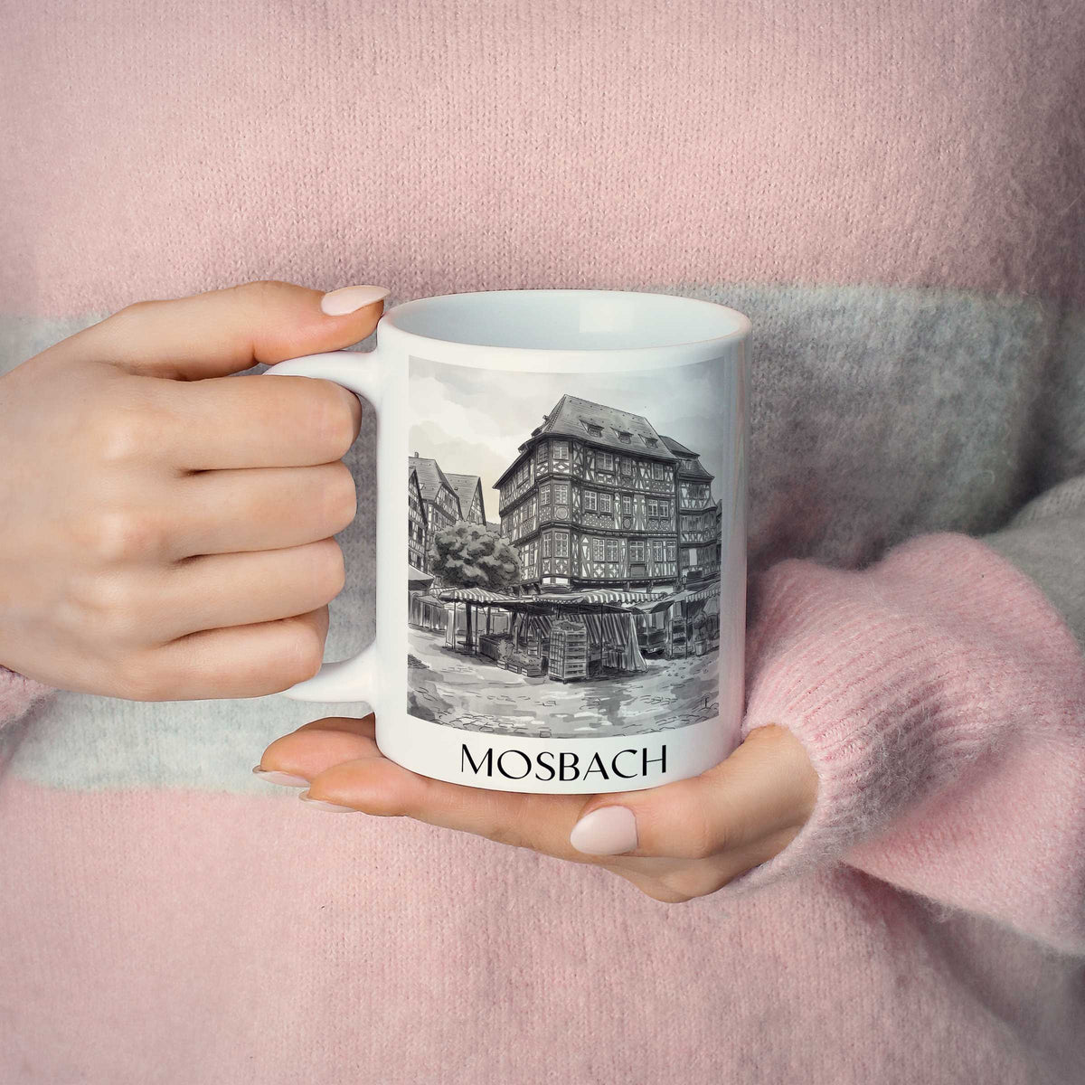 mosbach-neckartal-deutschland-kaffeebecher-aquarell-schwarz-weiss