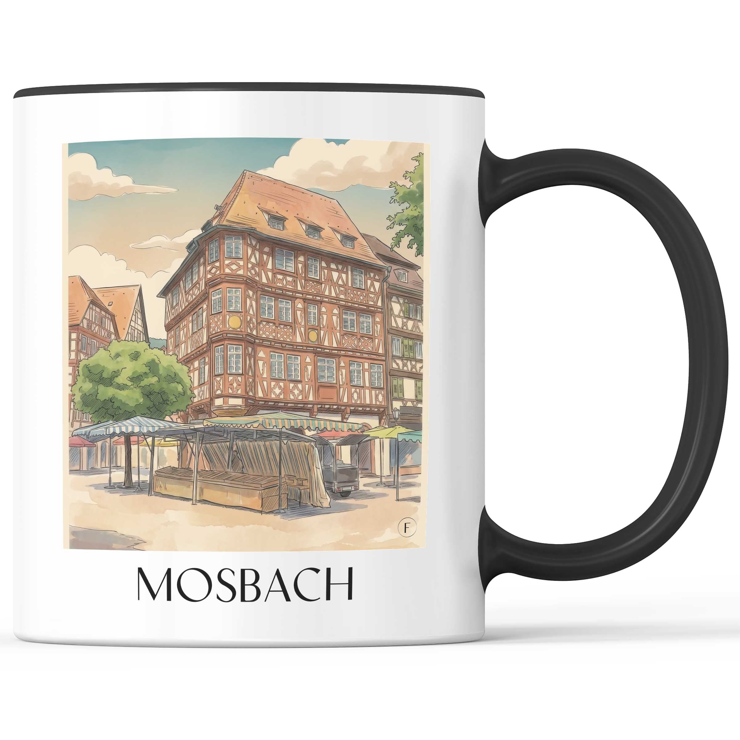 Mosbach Kaffeebecher - Neckartal - Deutschland Becher - Kaffeetasse im Aquarell Stil - favplace