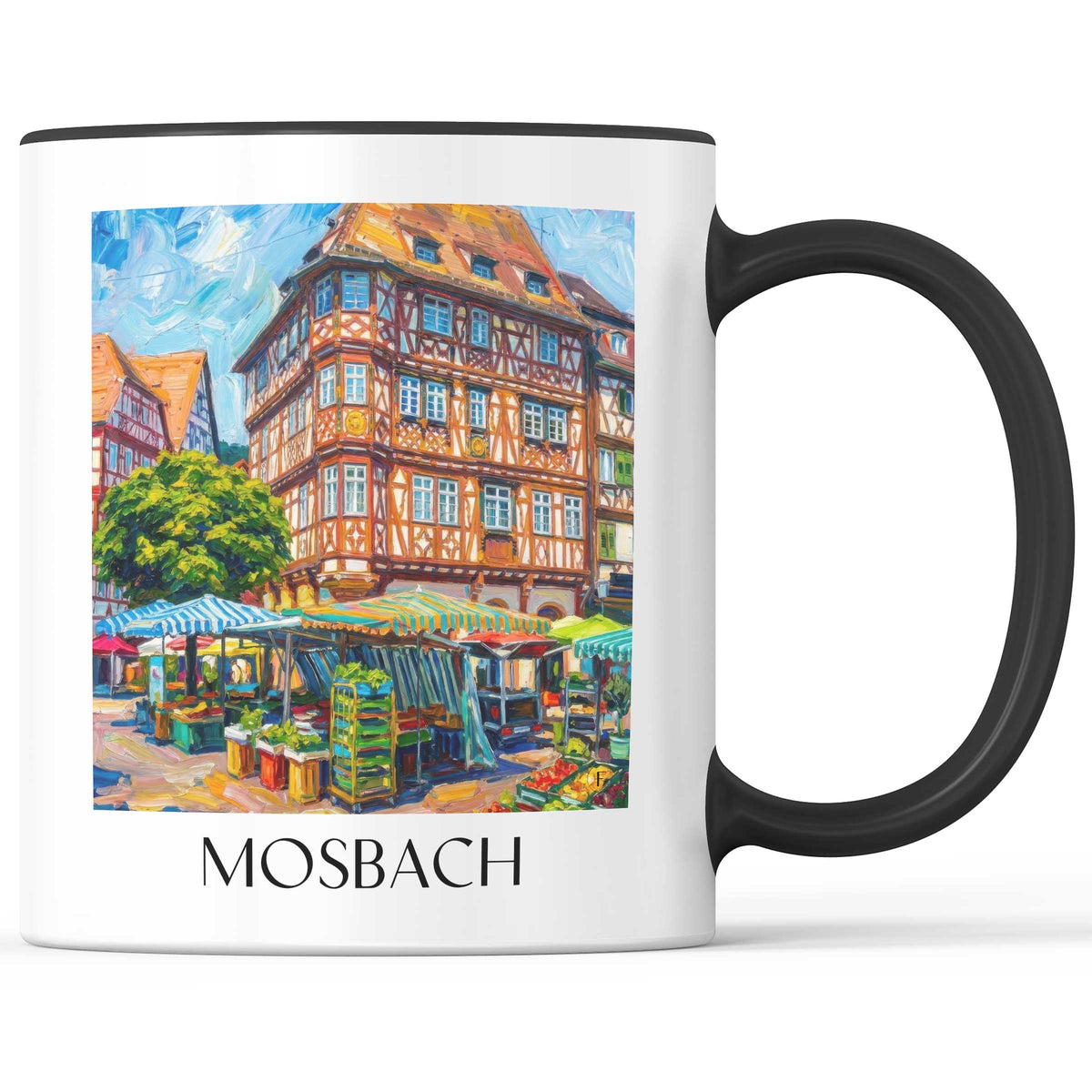 Mosbach Kaffeebecher - Neckartal - Deutschland Becher - Kaffeetasse im Ölgemälde Stil - favplace