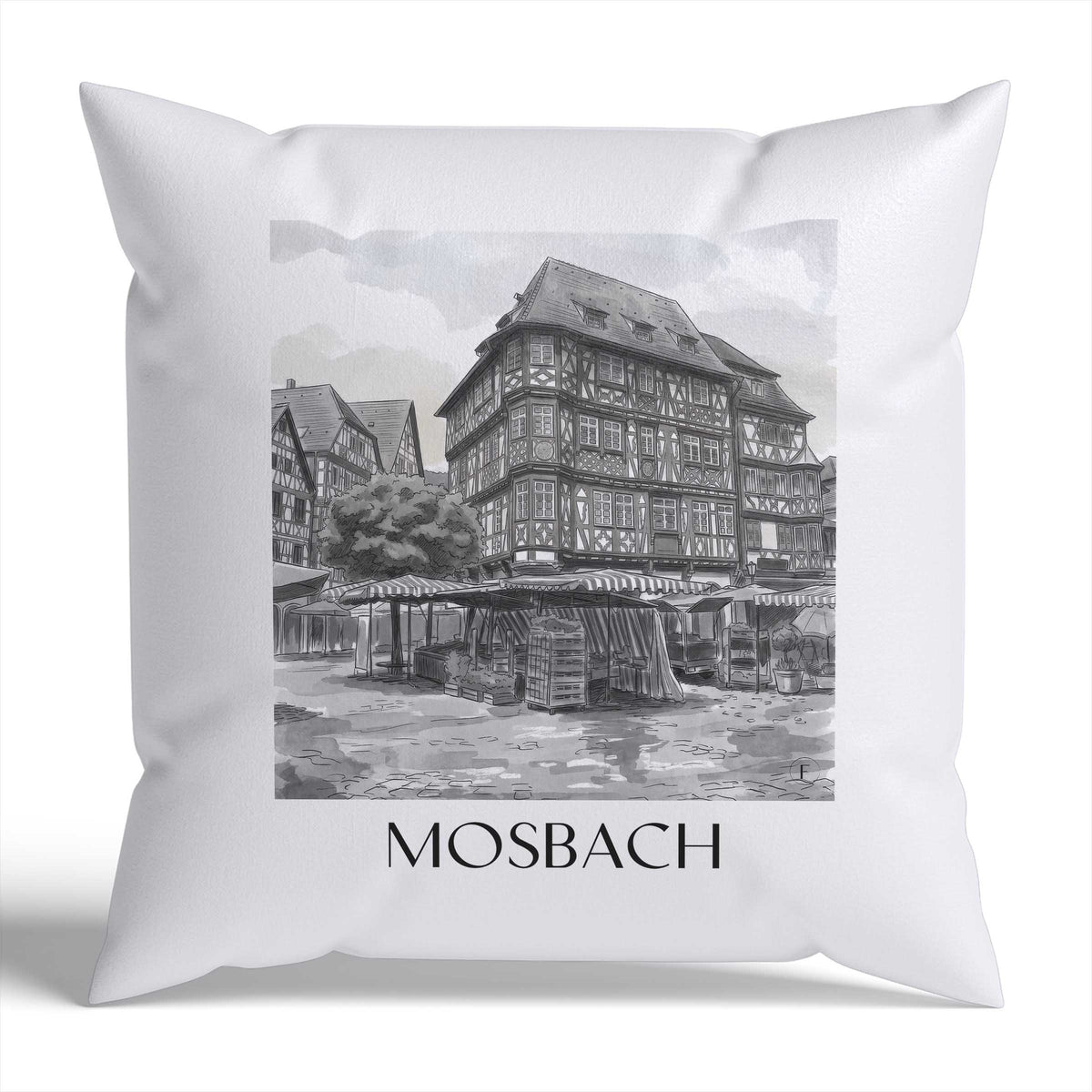 mosbach-neckartal-deutschland-kissenbezug-aquarell-schwarz-weiss