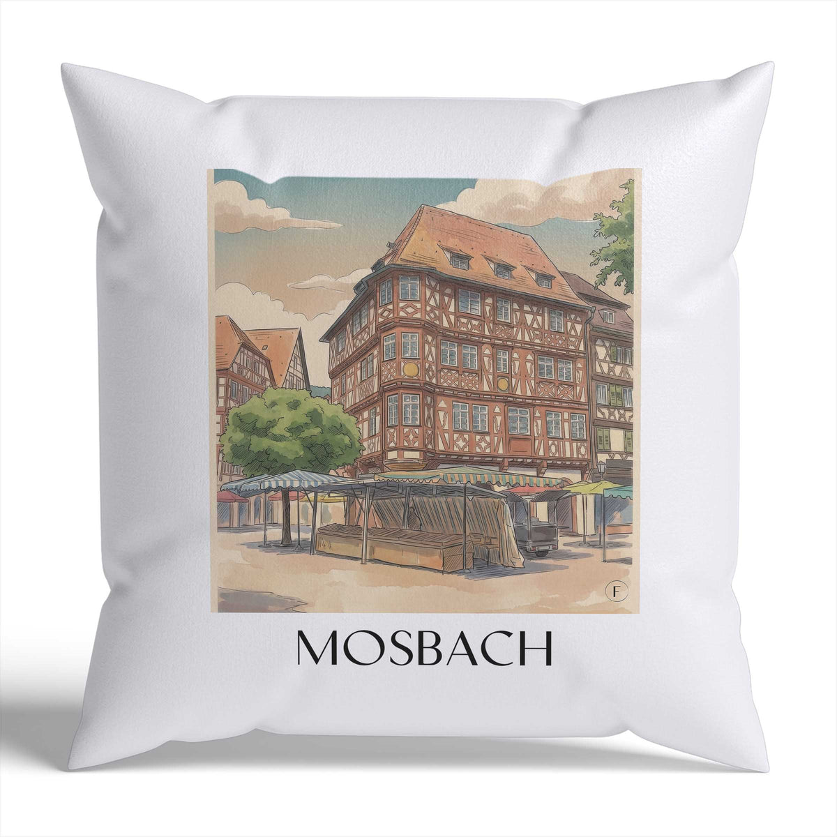Mosbach Kissenhülle - Zierkissen Bezug - Neckartal - Deutschland Kissen bzw. Kissenbezug im Aquarell Stil - favplace