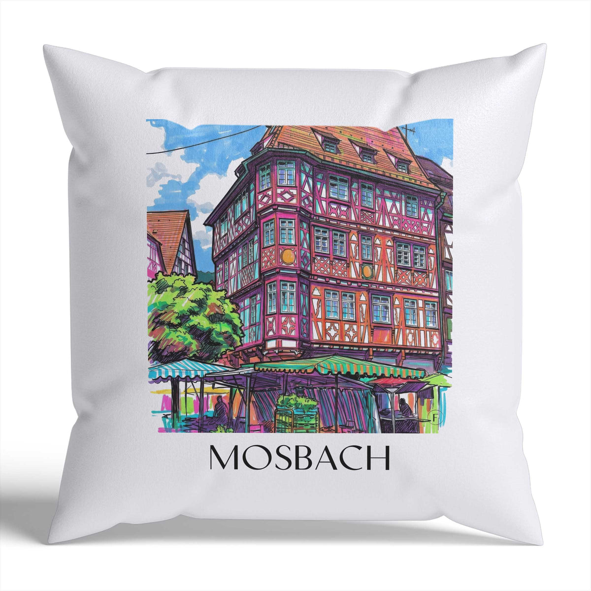 Mosbach Kissenhülle - Zierkissen Bezug - Neckartal - Deutschland Kissen bzw. Kissenbezug im Tag Graffiti Stil - favplace