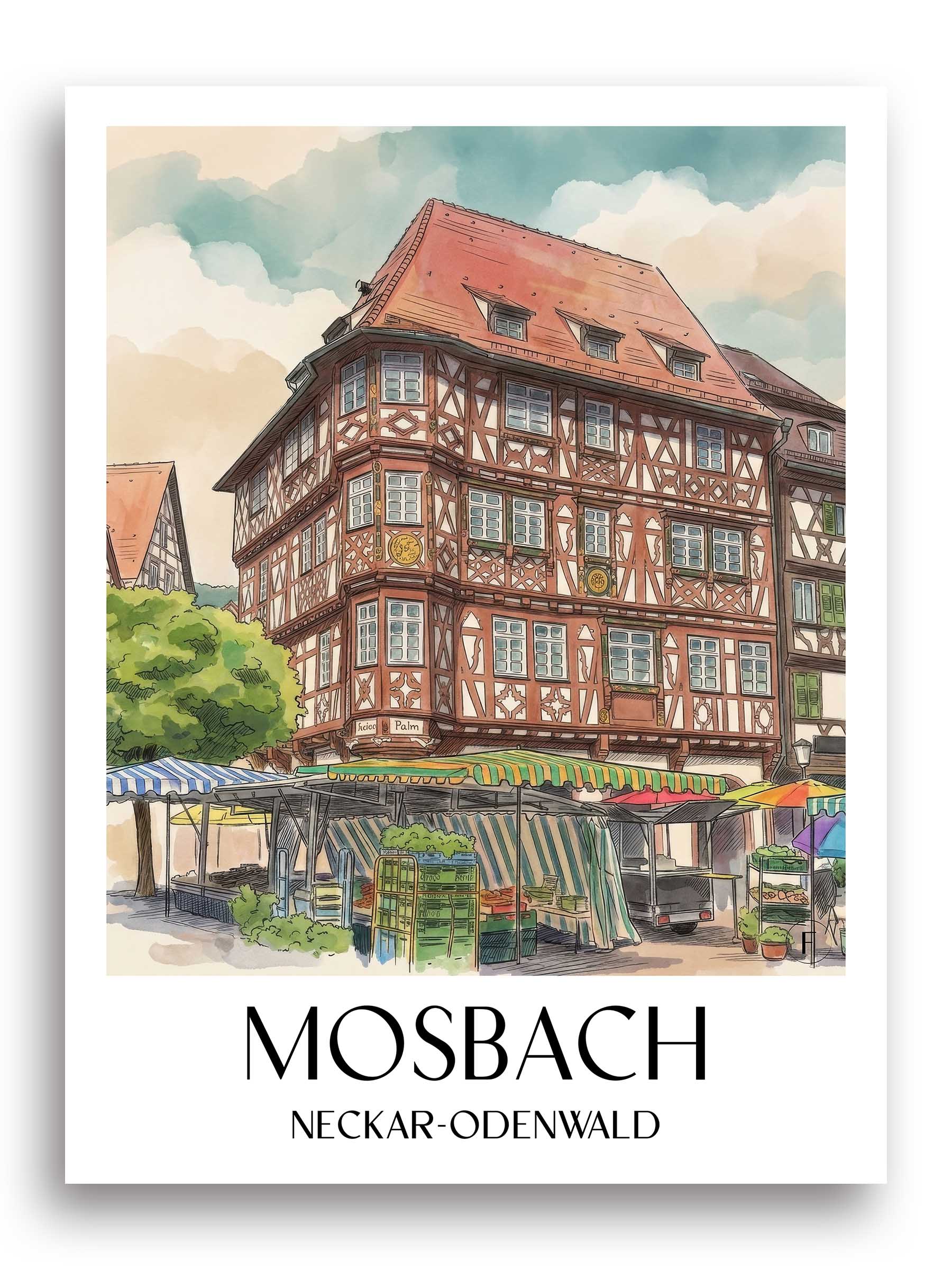 mosbach-neckar-odenwald-deutschland-poster-aquarell