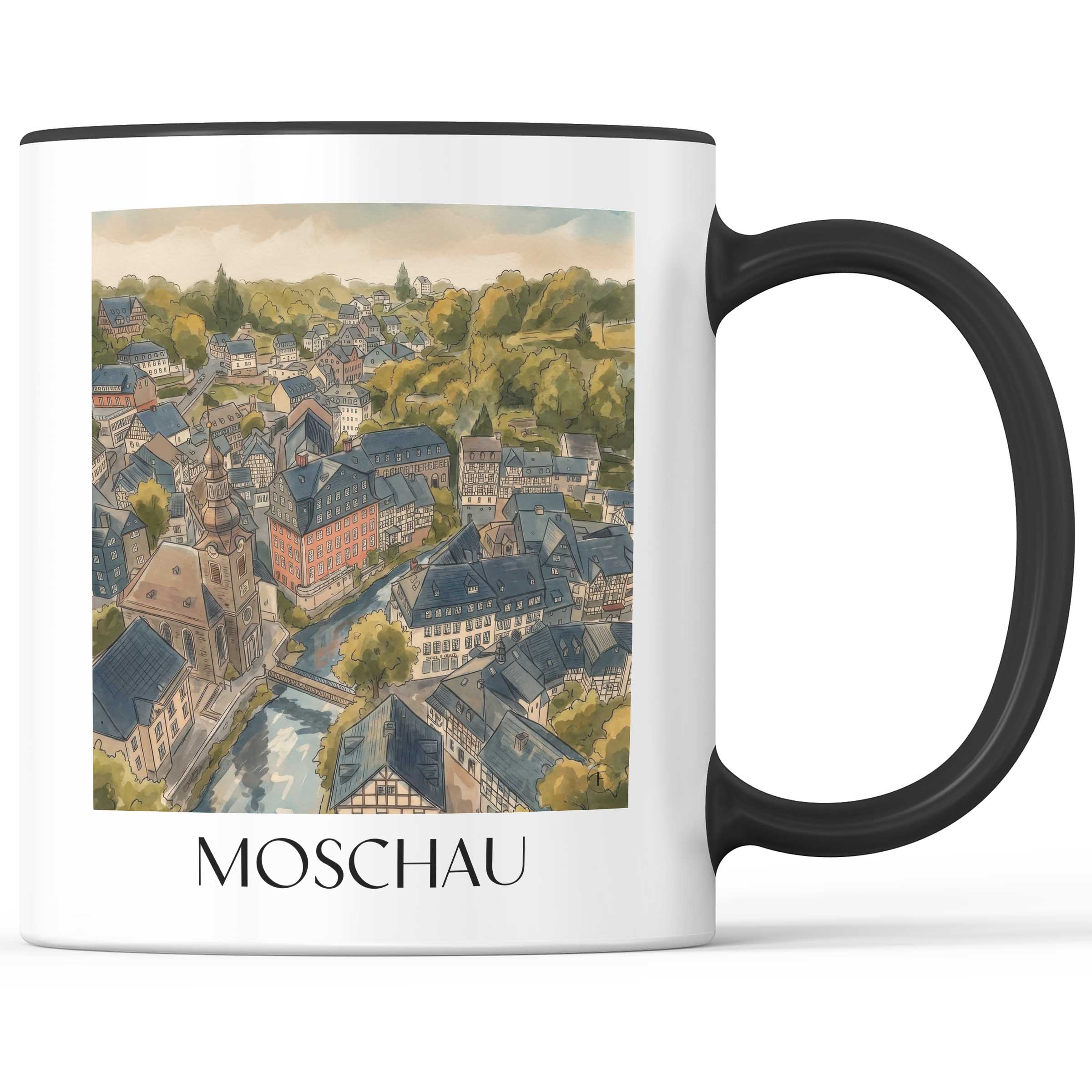 Moschau Kaffeebecher - Rureifel - Deutschland Becher - Kaffeetasse im Aquarell Stil - favplace