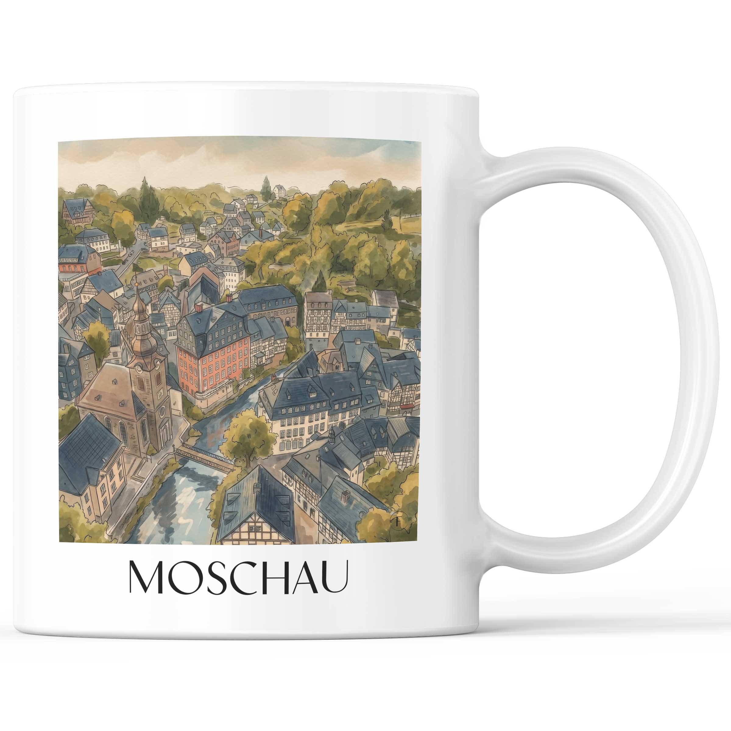 Moschau Kaffeebecher - Rureifel - Deutschland Becher - Kaffeetasse im Aquarell Stil - favplace