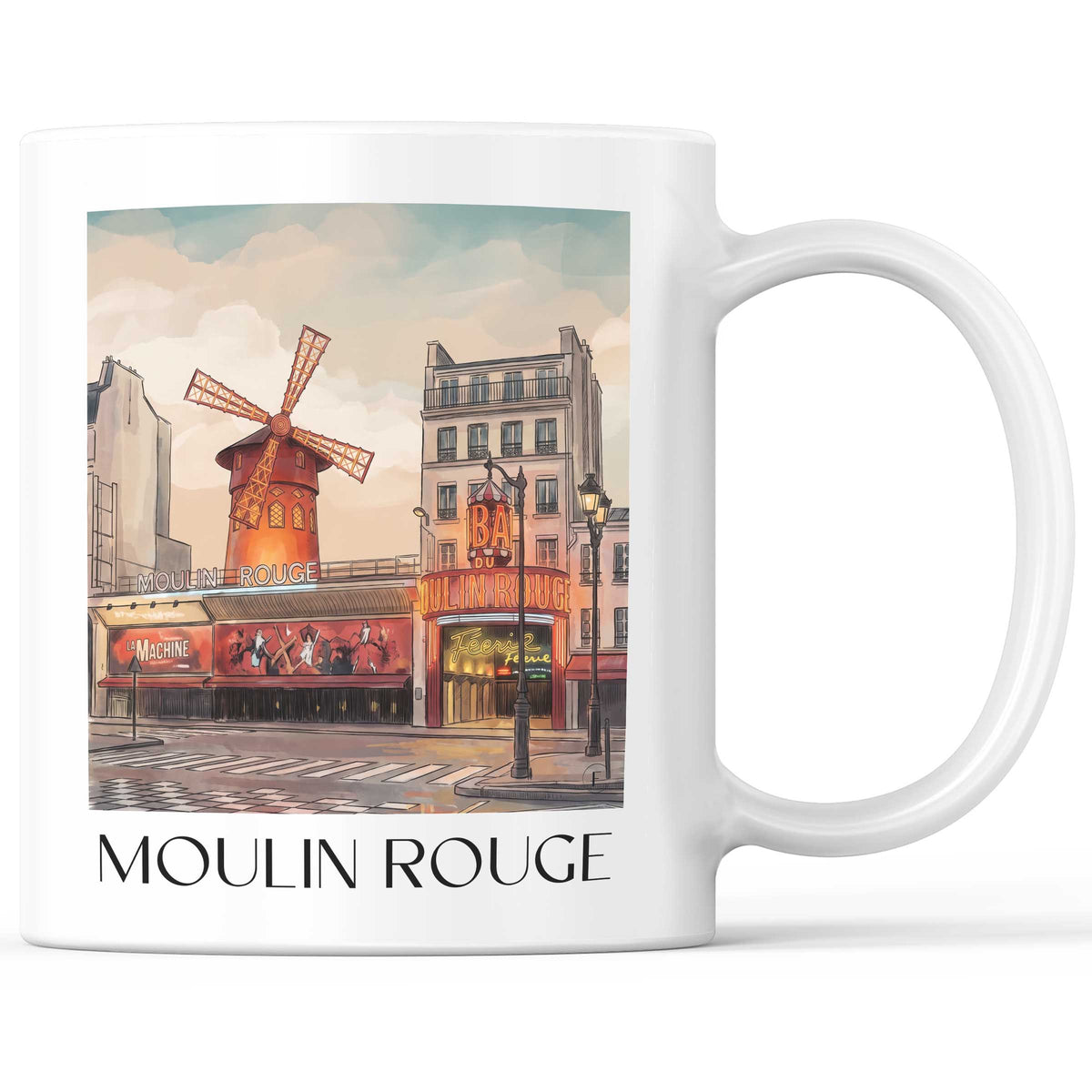 Moulin Rouge Kaffeebecher - Paris - Frankreich Becher - Kaffeetasse im Aquarell Stil