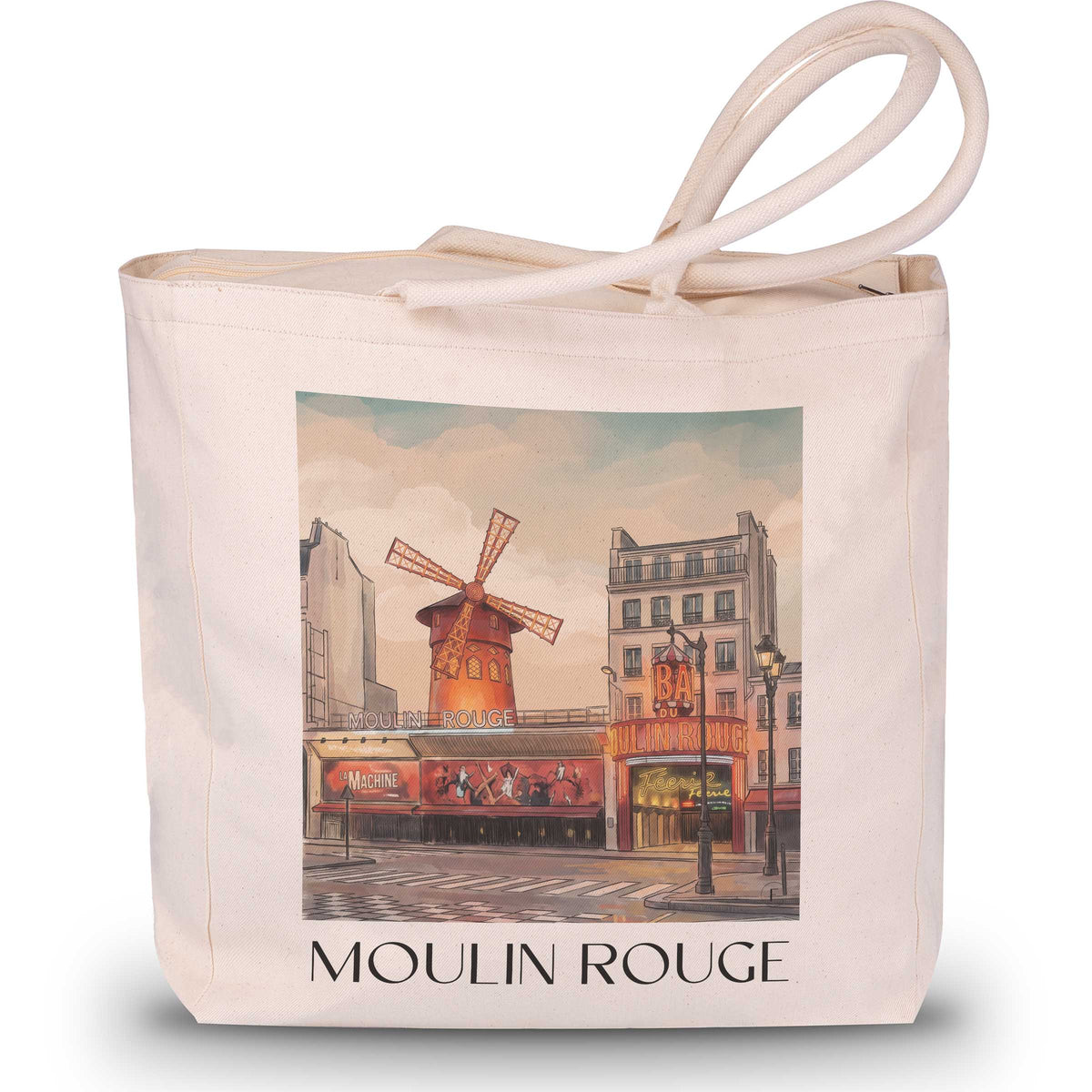 Moulin Rouge Shopping Tasche - Paris - Frankreich Tote Bag - Einkaufstasche im Aquarell Stil
