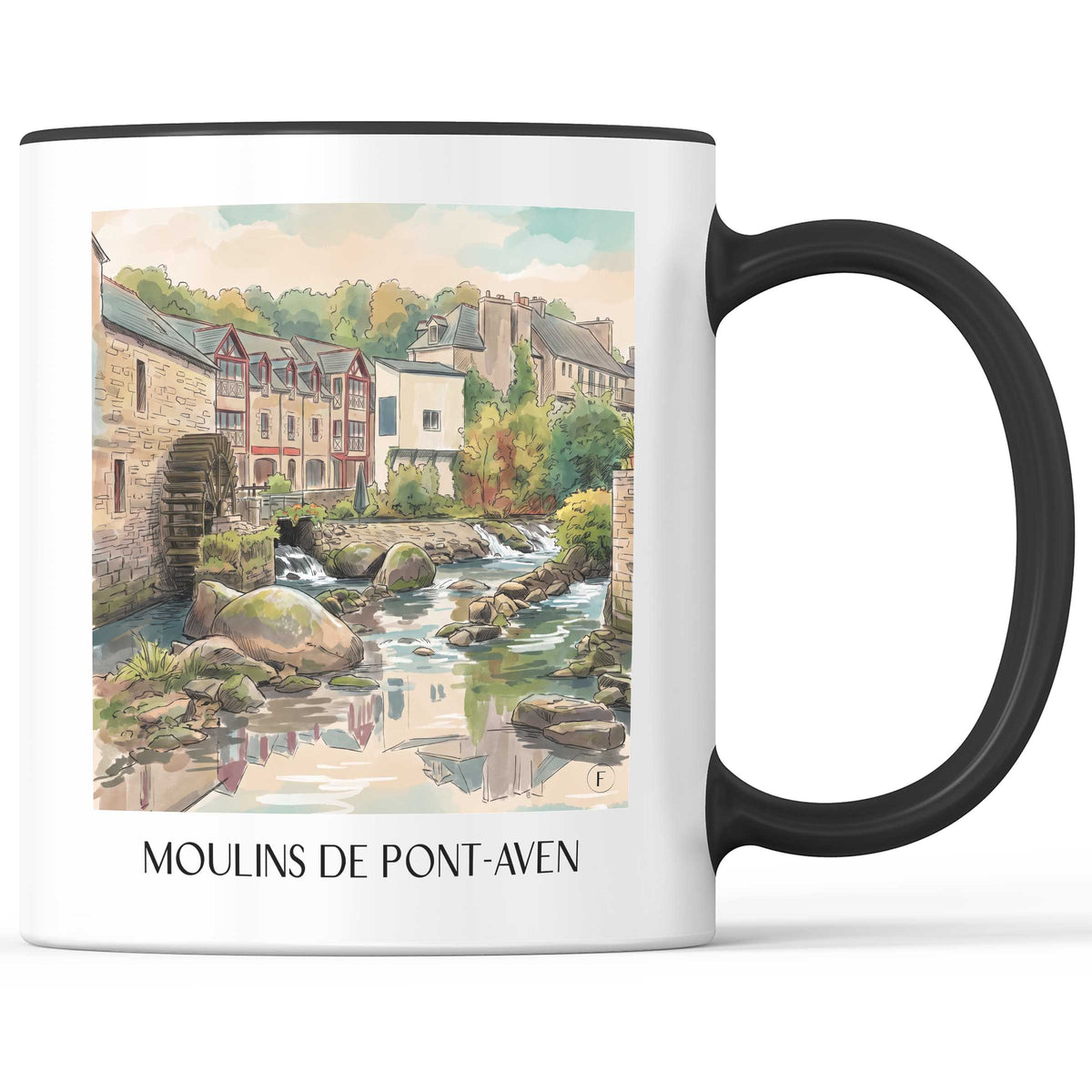 moulins-de-pont-aven-cornouaille-frankreich-kaffeebecher-aquarell