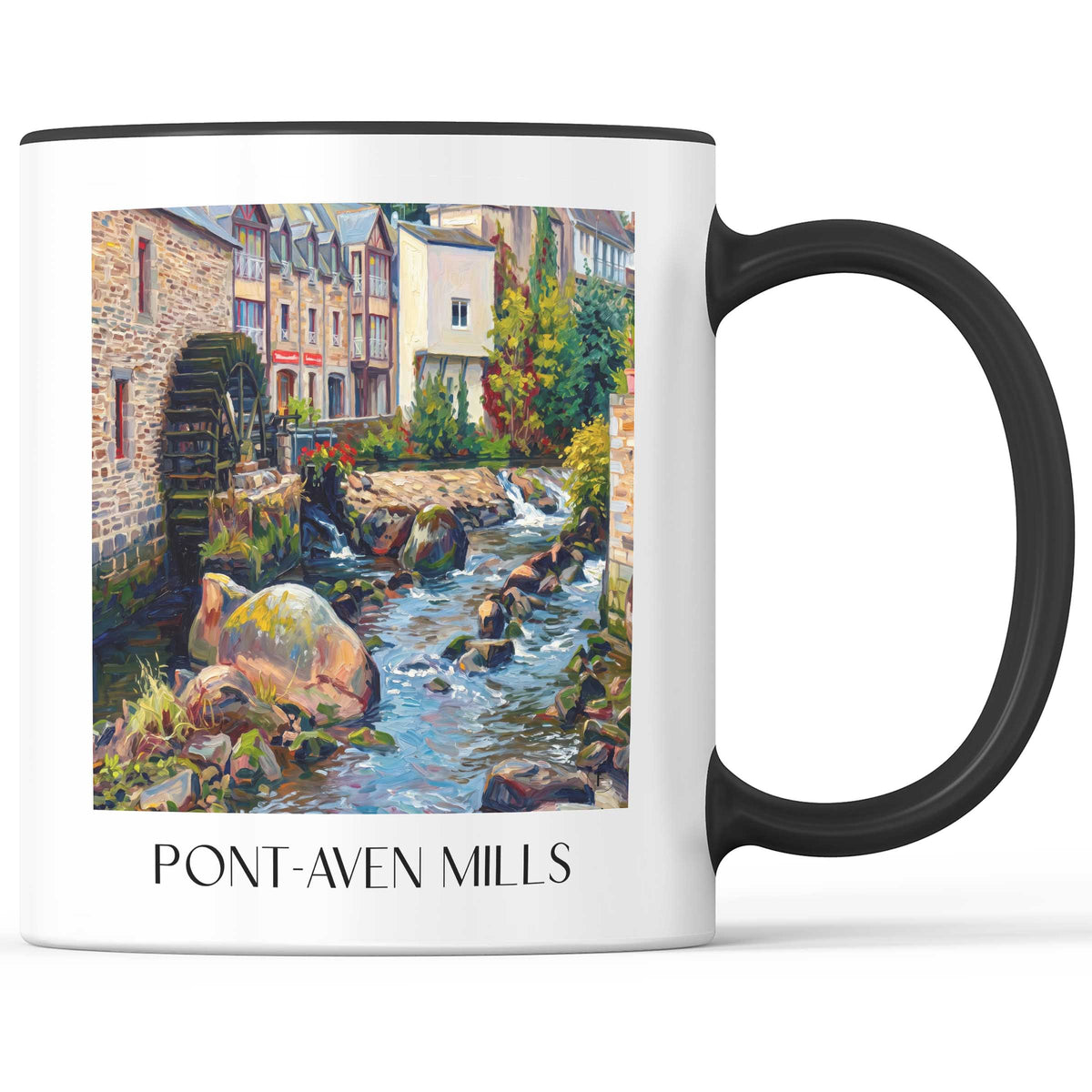 Moulins de Pont-Aven Kaffeebecher - Cornouaille - Frankreich Becher - Kaffeetasse im Ölgemälde Stil - favplace