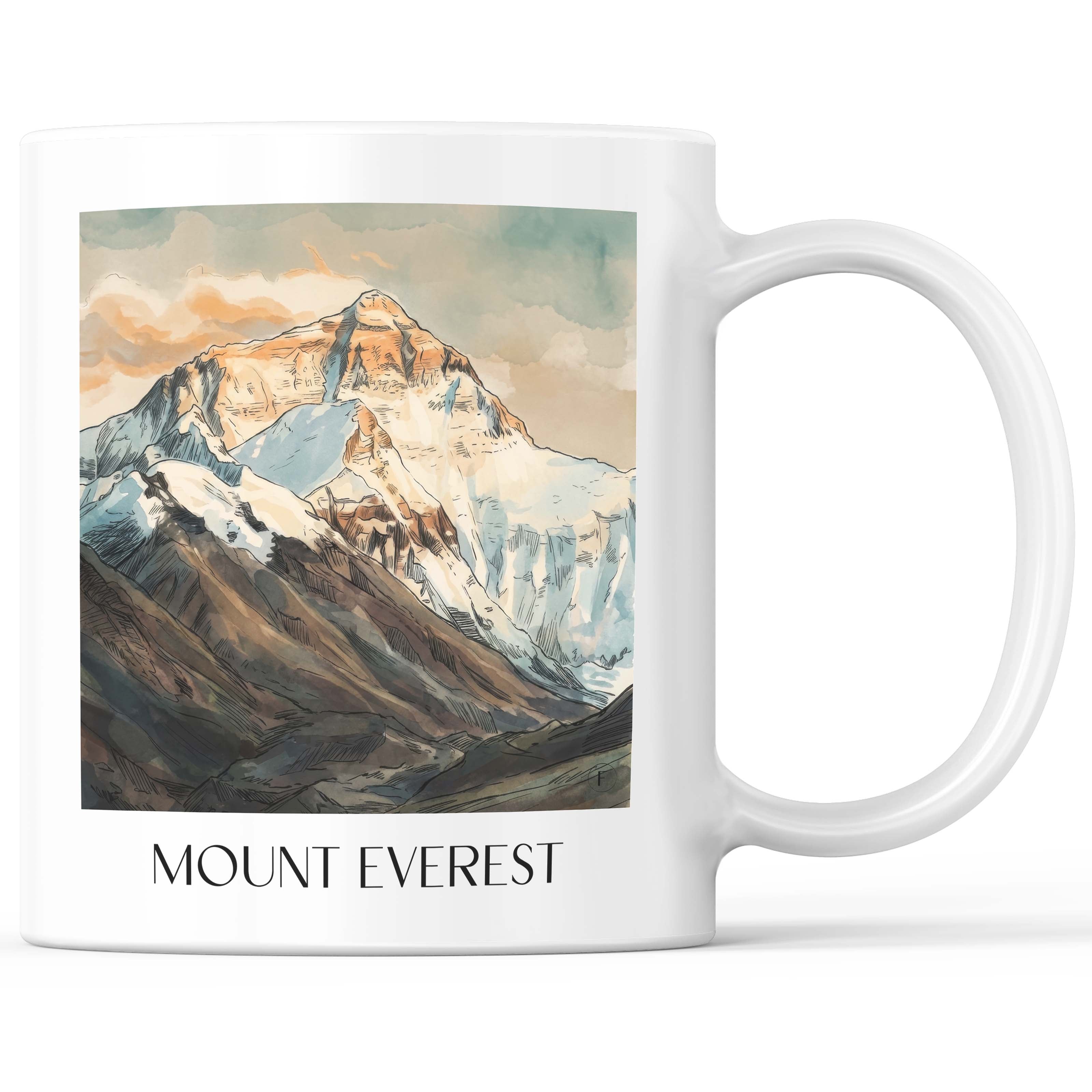 Mount Everest Becher - Kaffeetasse im Aquarell Stil - favplace