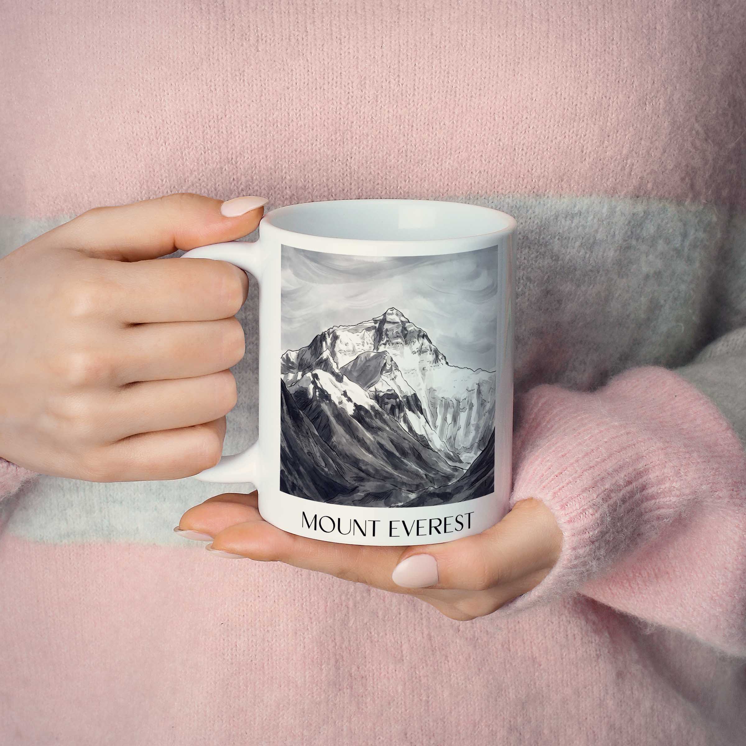 mount-everest-himalaya-kaffeebecher-aquarell-schwarz-weiss