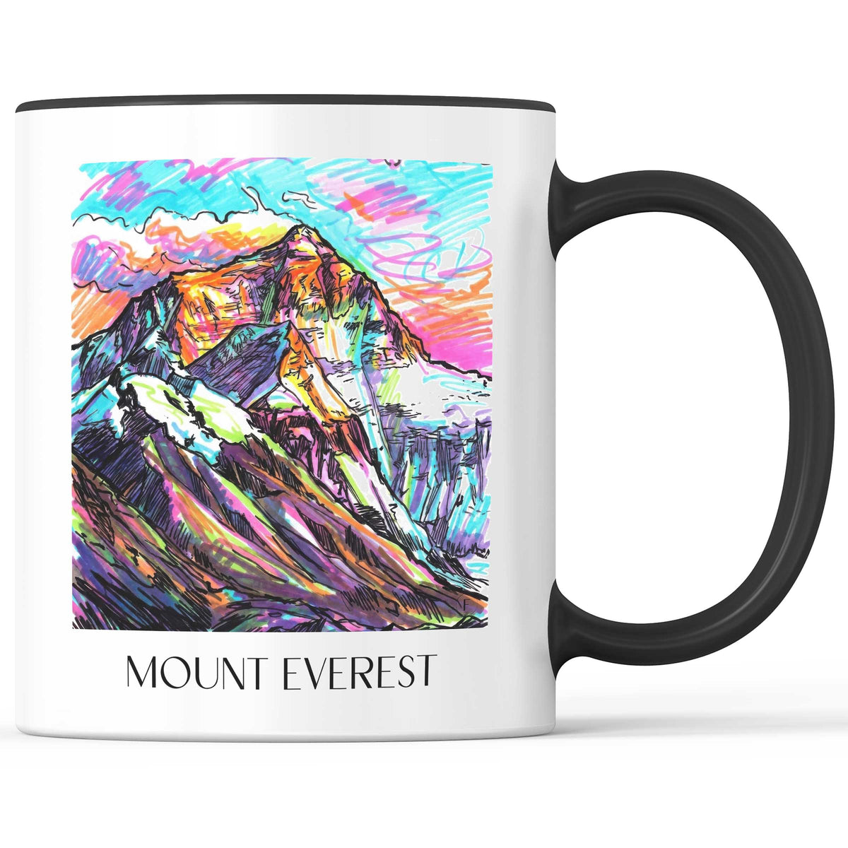 Mount Everest - Himalaya Becher - Kaffeetasse im Tag Graffiti Stil - favplace