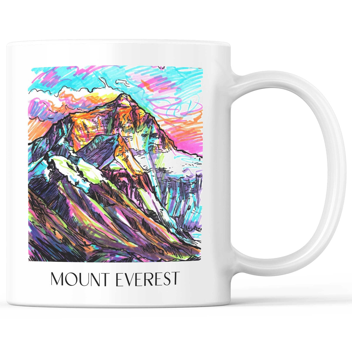 Mount Everest - Himalaya Becher - Kaffeetasse im Tag Graffiti Stil - favplace