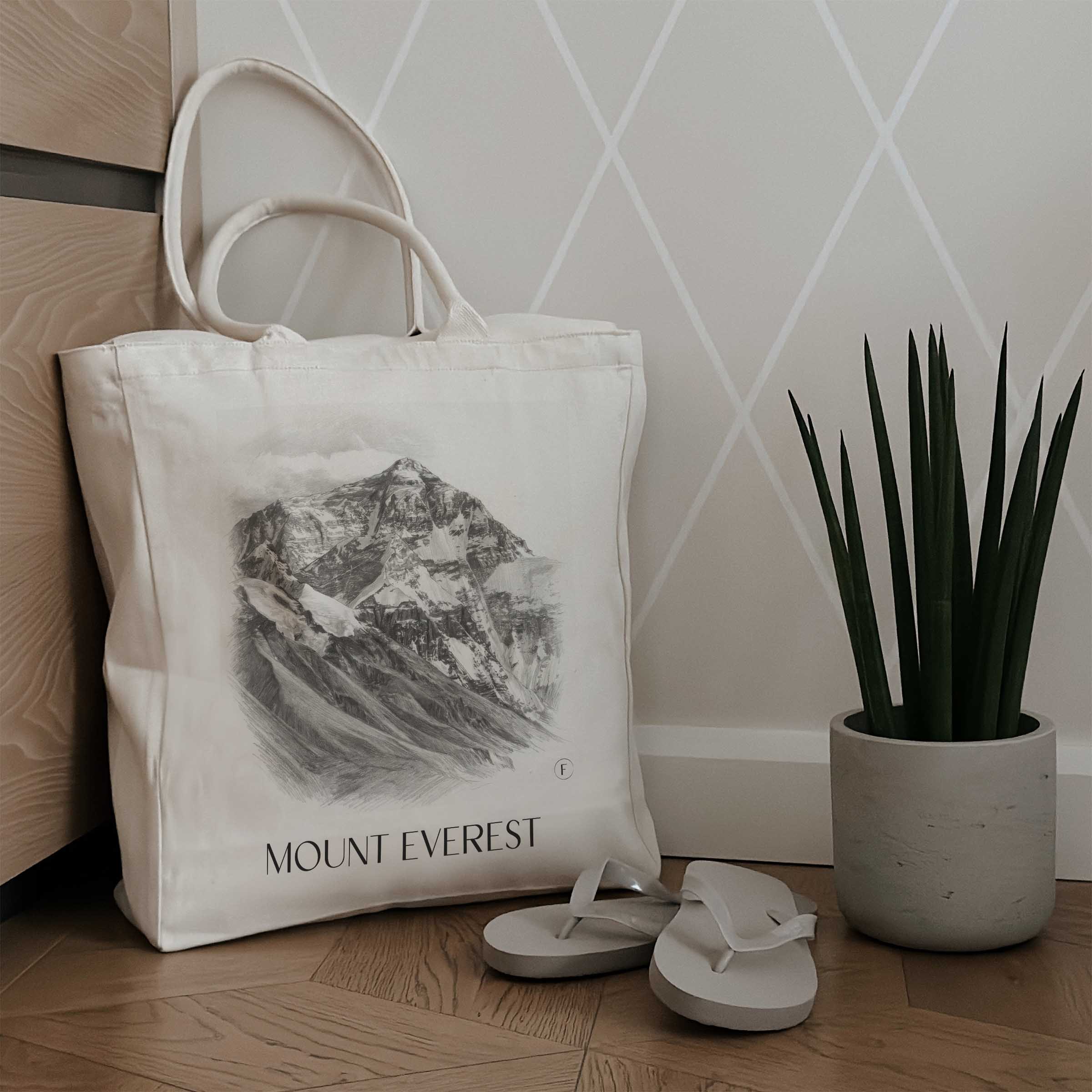 mount-everest-himalaya-einkaufstasche-bleistift-zeichnung-drawing