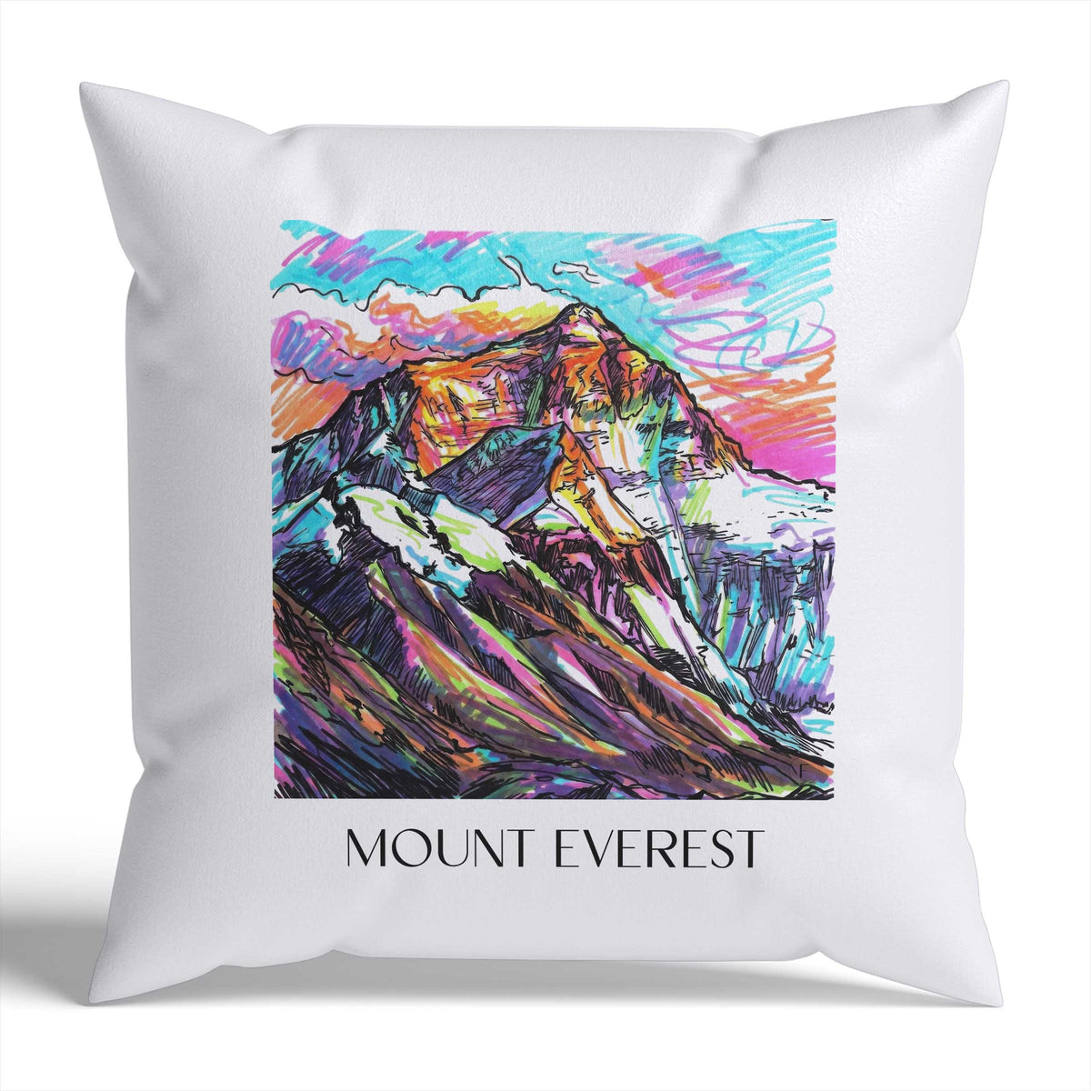 Mount Everest Kissenhülle - Zierkissen Bezug - Himalaya - Himalaya Kissen bzw. Kissenbezug im Tag Graffiti Stil - favplace
