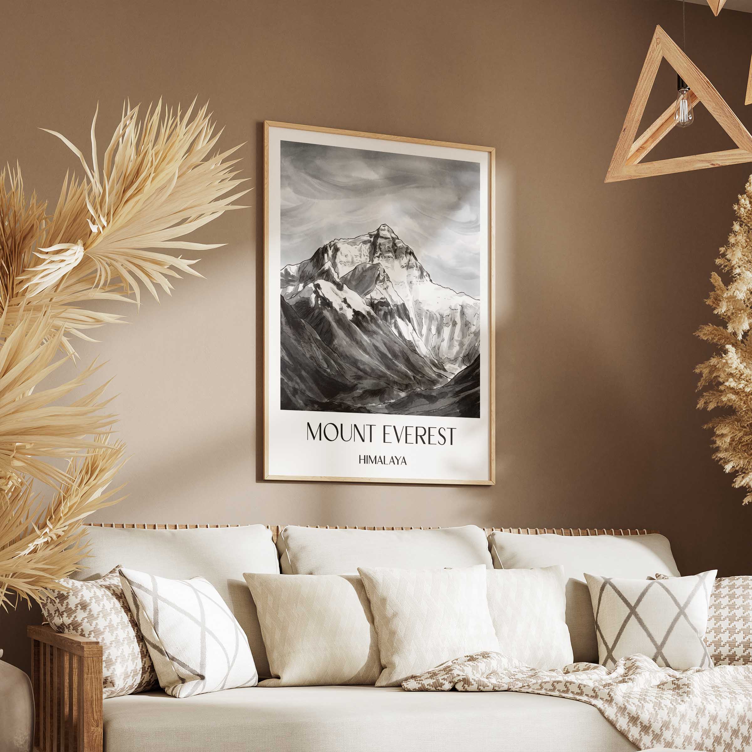 mount-everest-himalaya-poster-aquarell-schwarz-weiss