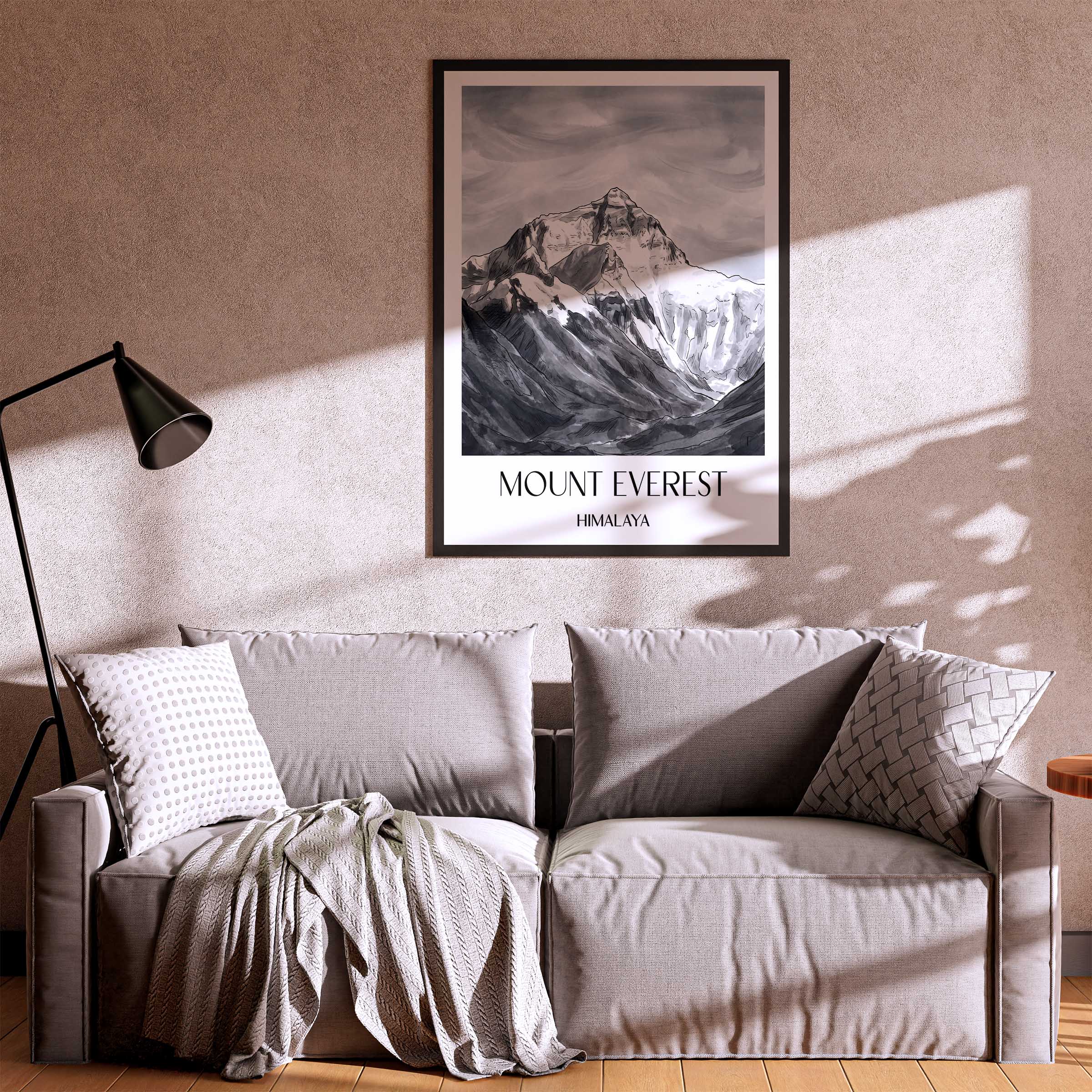 mount-everest-himalaya-poster-aquarell-schwarz-weiss