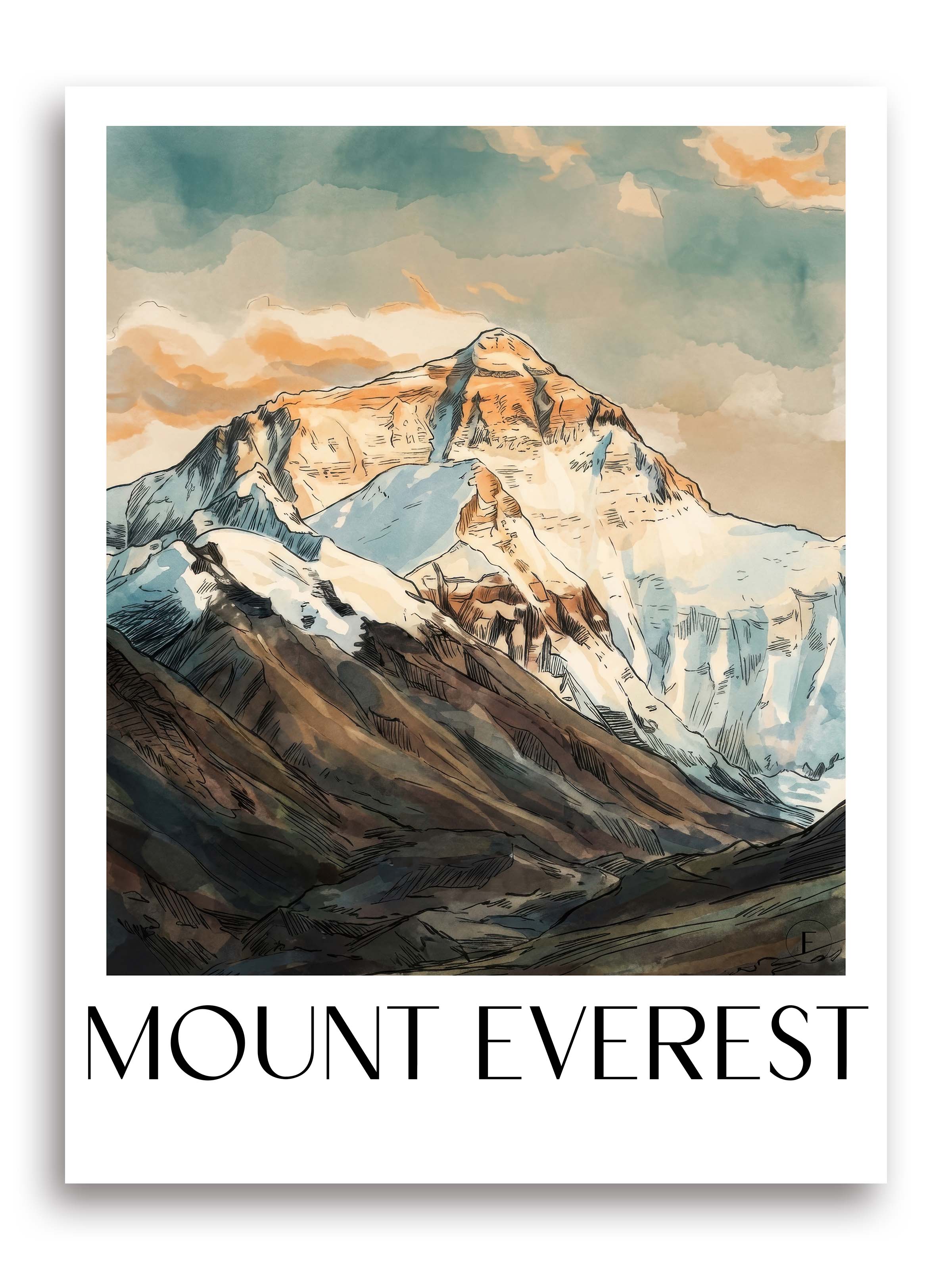 Mount Everest Poster - Kunstdruck - Aquarell von A4 bis A1 - favplace