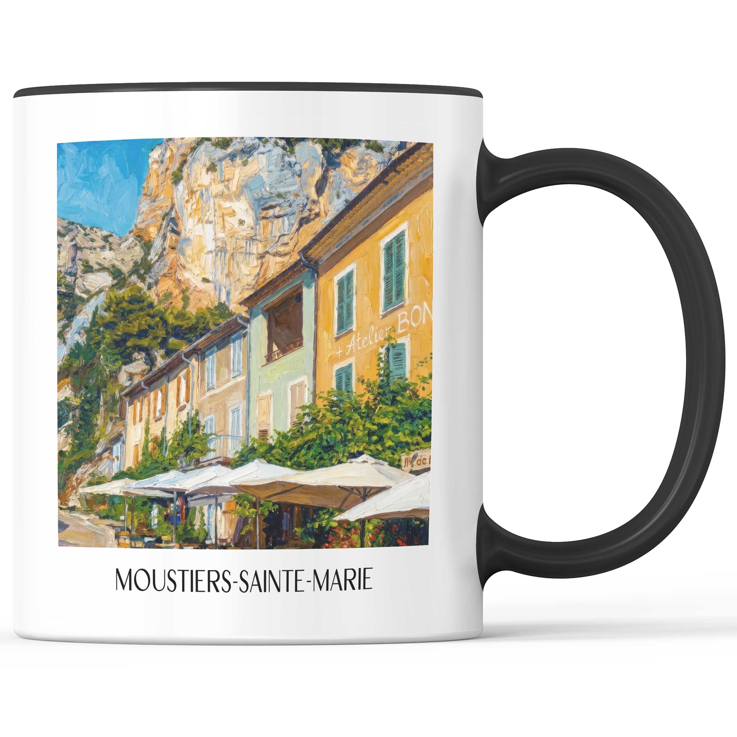 Moustiers-Sainte-Marie Kaffeebecher - Provence - Frankreich Becher - Kaffeetasse im Ölgemälde Stil - favplace