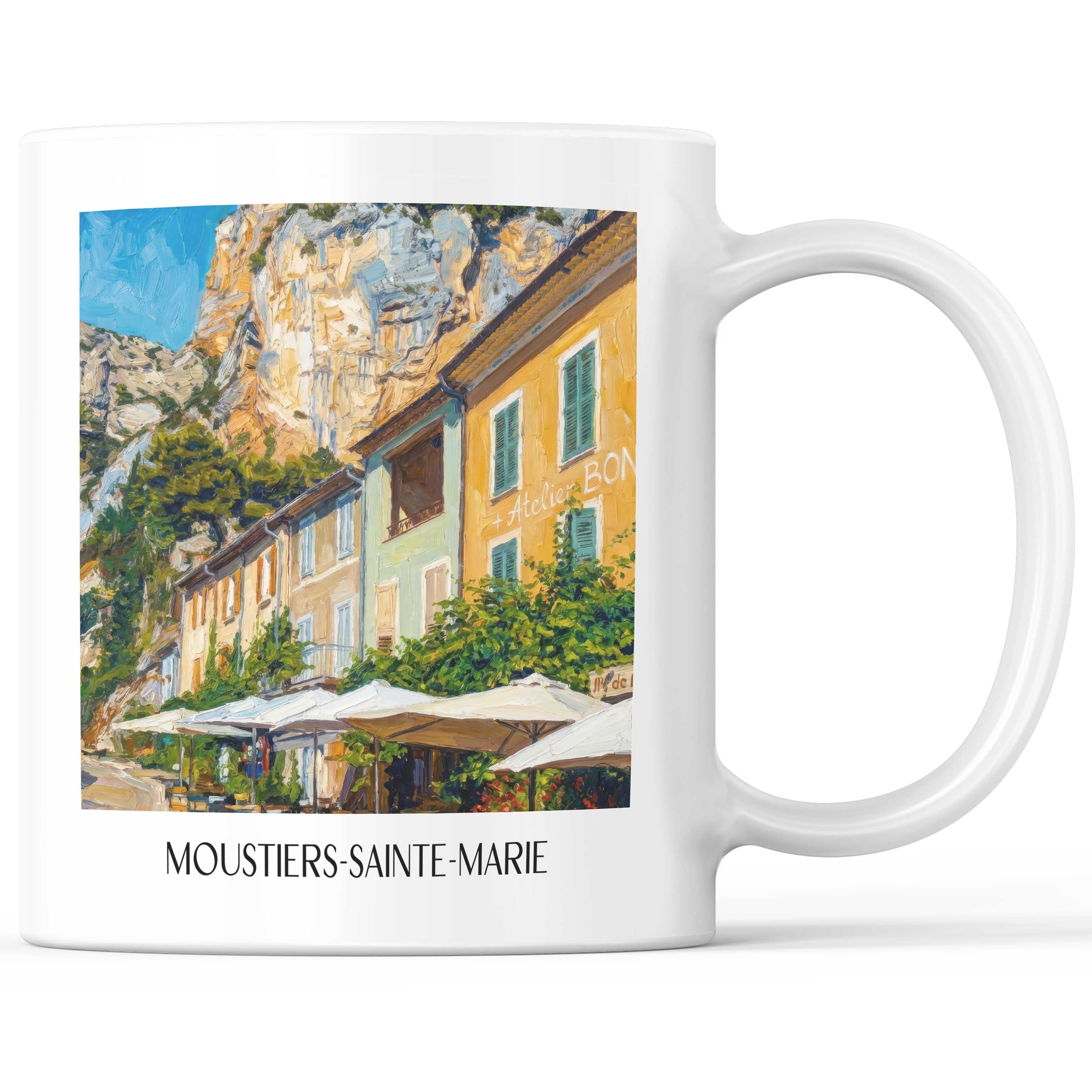 Moustiers-Sainte-Marie Kaffeebecher - Provence - Frankreich Becher - Kaffeetasse im Ölgemälde Stil - favplace