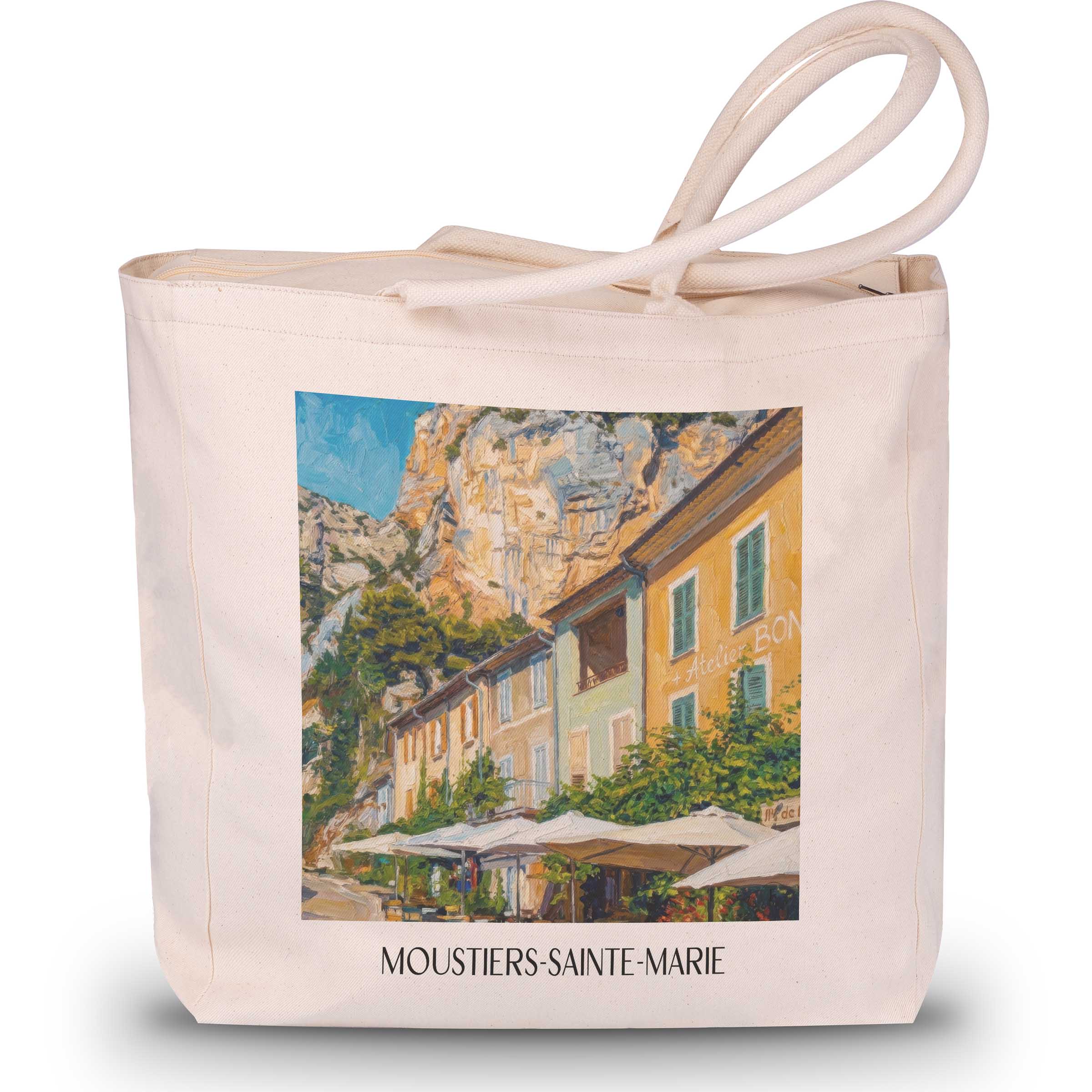 Moustiers-Sainte-Marie Shopping Tasche - Provence - Frankreich Tote Bag - Einkaufstasche im Ölgemälde Stil - favplace