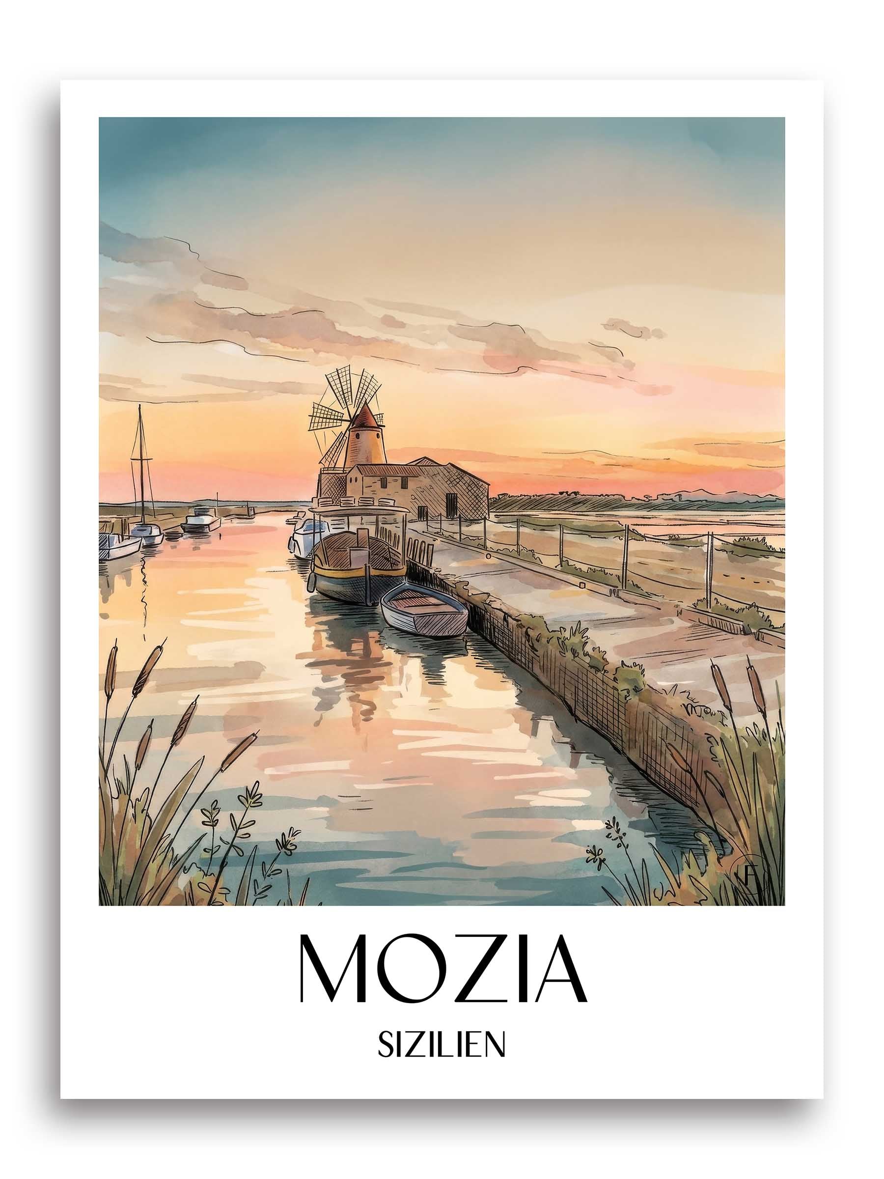 mozia-sizilien-italien-poster-aquarell