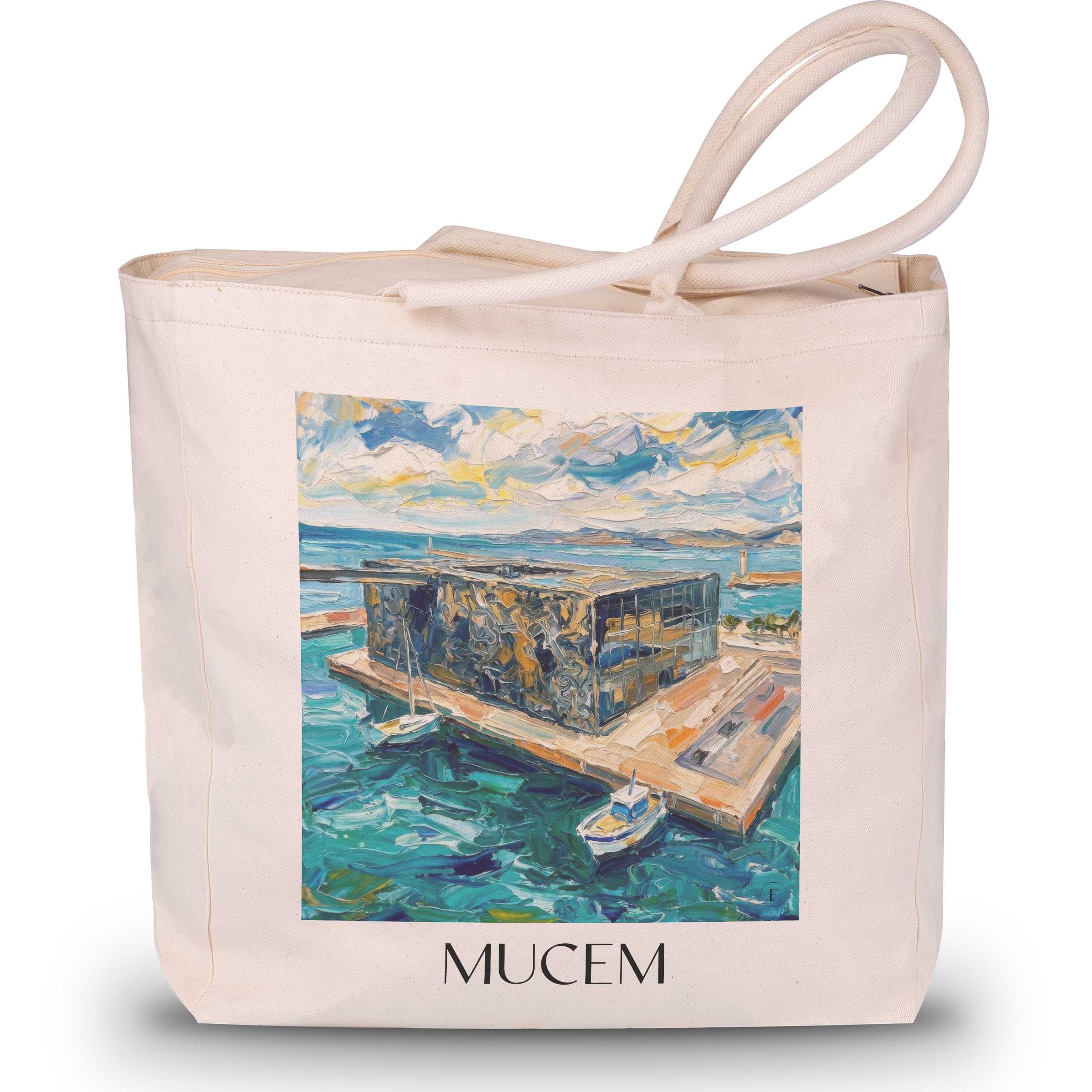 MuCEM Shopping Tasche - Marseille - Frankreich Tote Bag - Einkaufstasche im Ölgemälde Stil - favplace