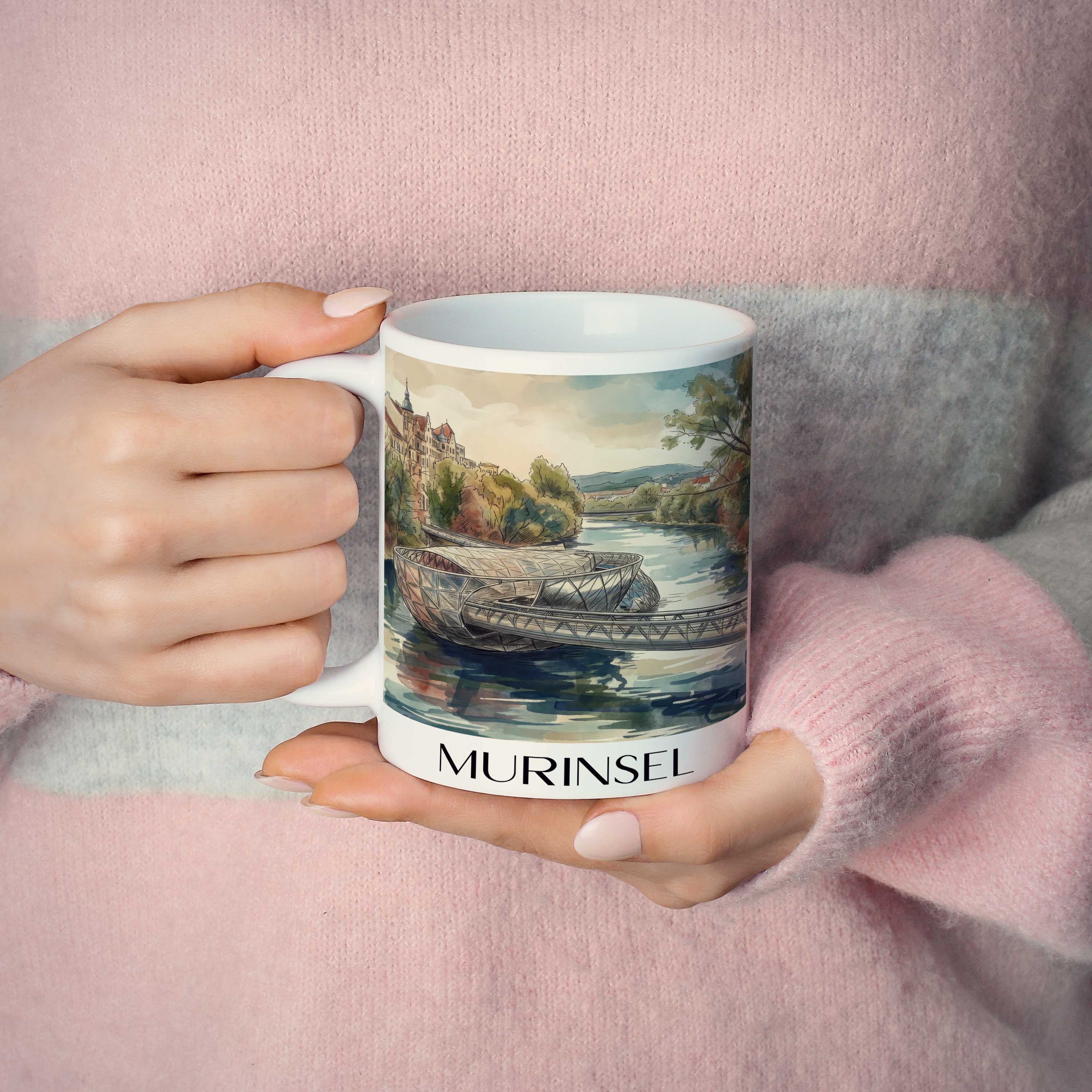 murinsel-graz-österreich-kaffeebecher-aquarell