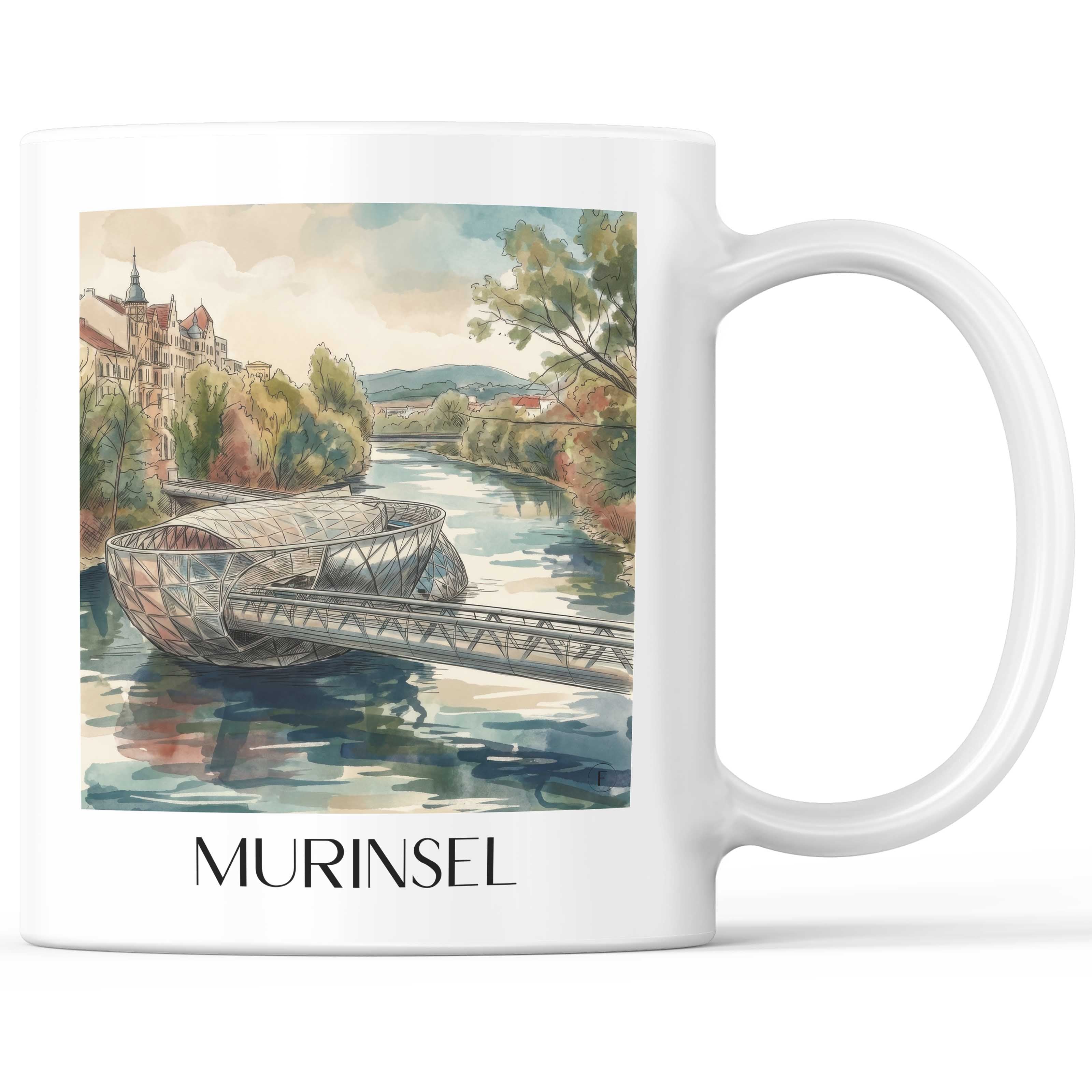 murinsel-graz-österreich-kaffeebecher-aquarell