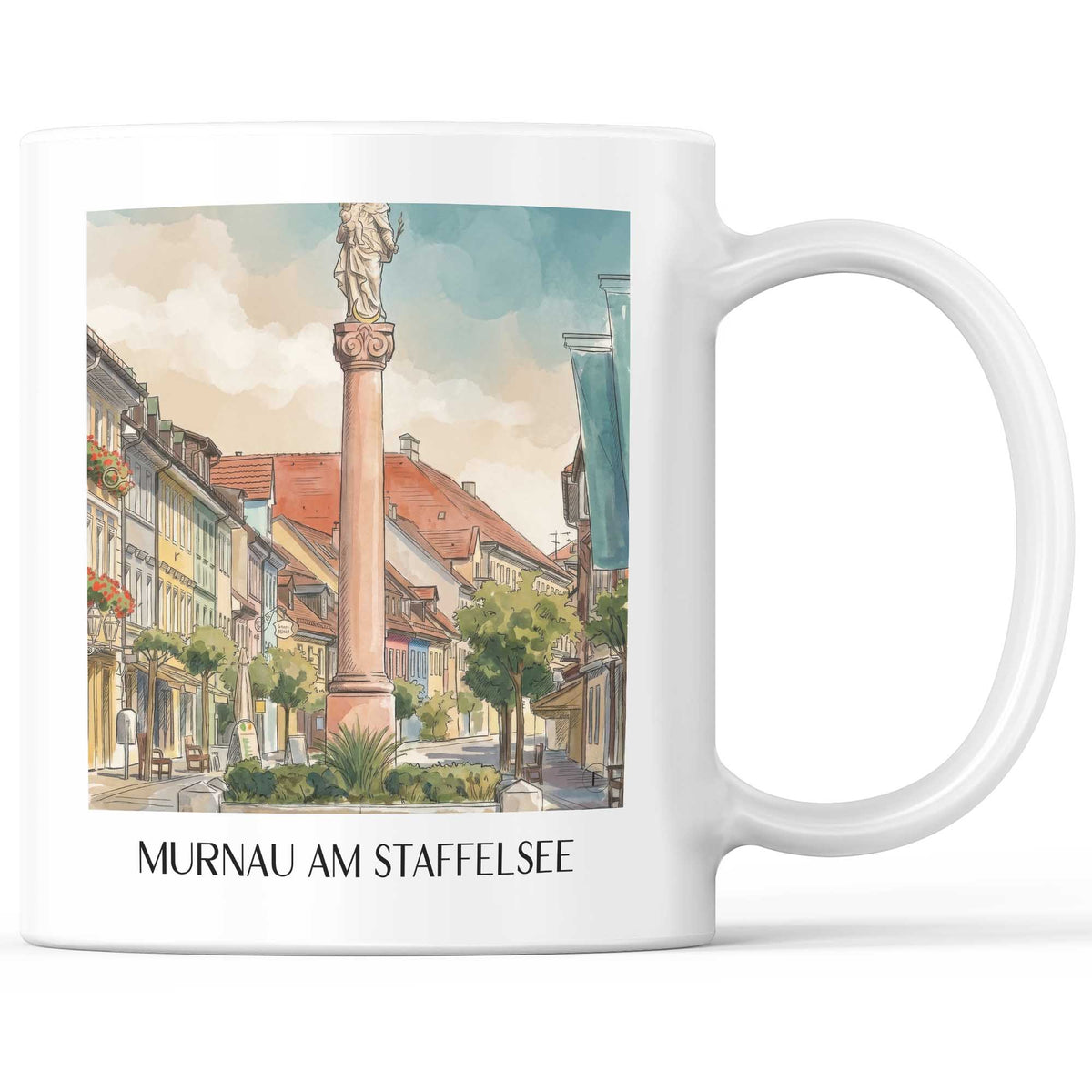 Murnau am Staffelsee Kaffeebecher - Bayern - Deutschland Becher - Kaffeetasse im Aquarell Stil - favplace