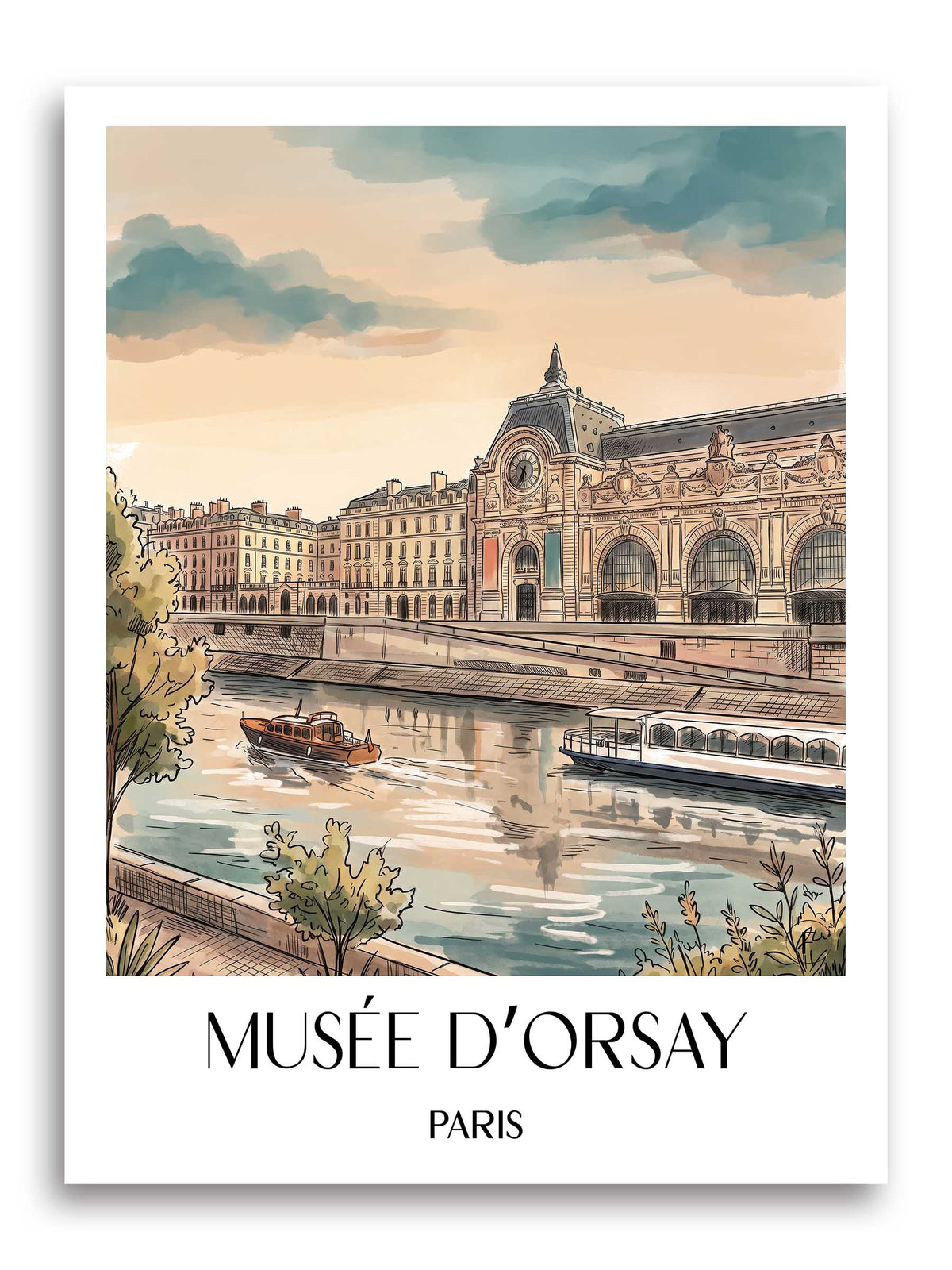 musée-d’orsay-paris-frankreich-poster-aquarell