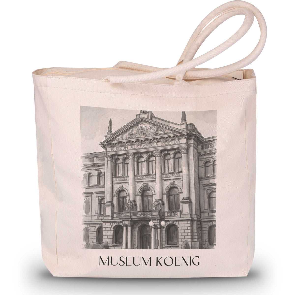 Museum Koenig Shopping Tasche - Bonn - Deutschland Tote Bag - Einkaufstasche im Aquarell Schwarz-Weiß Stil - favplace