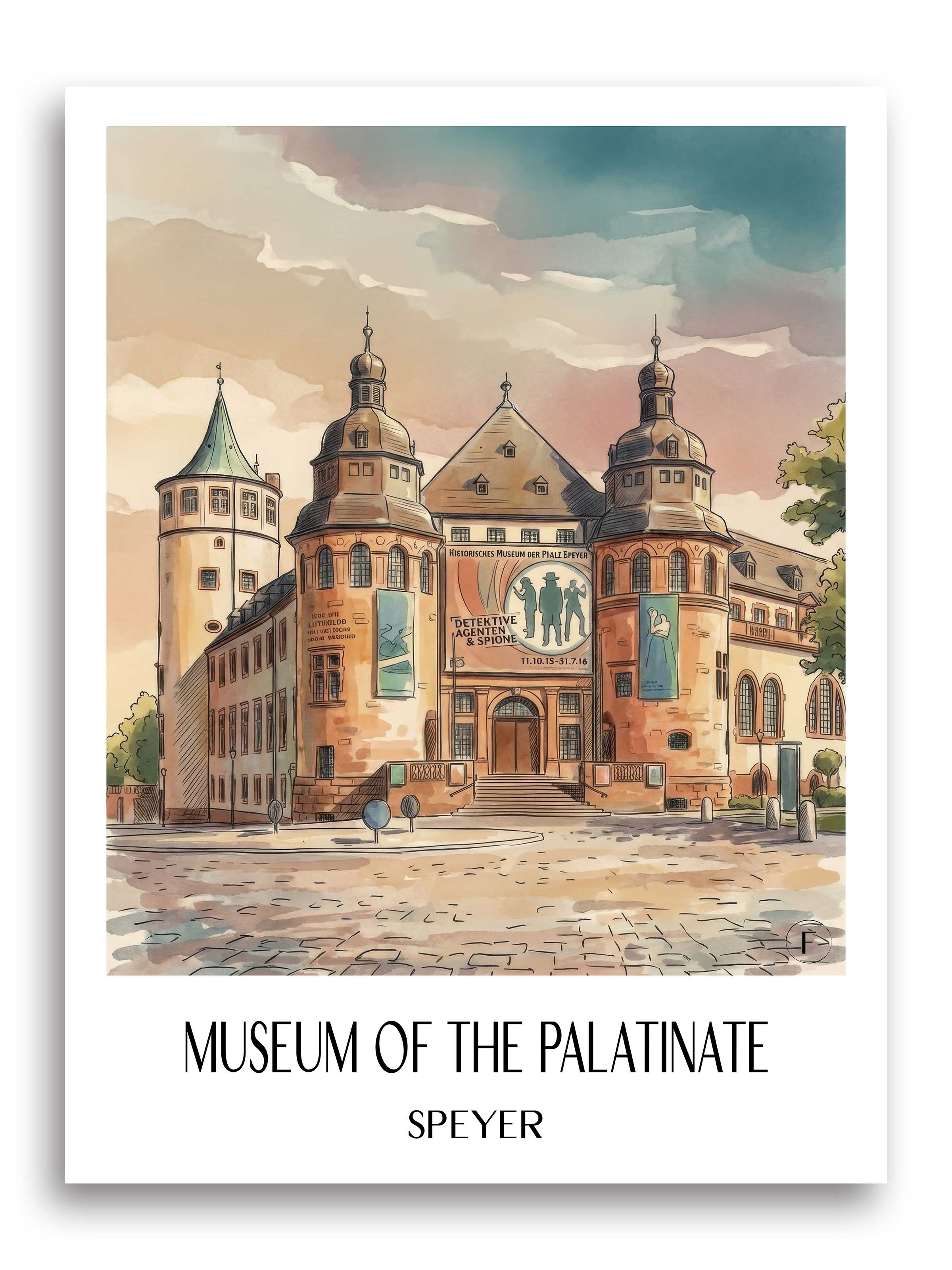 Museum der Pfalz Poster - Speyer - Deutschland Kunstdruck - Aquarell von A4 bis A1 - favplace