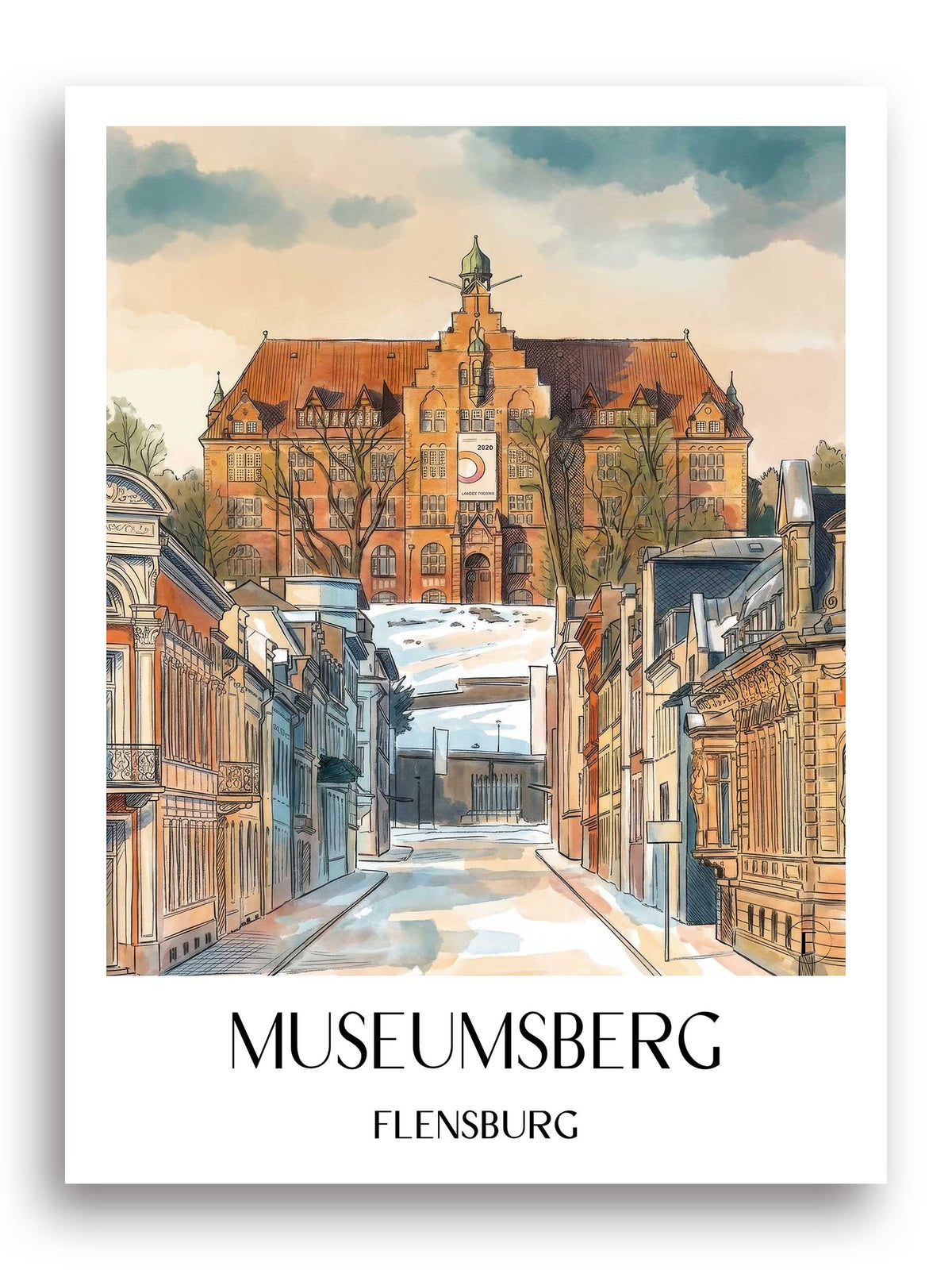 museumsberg-flensburg-deutschland-poster-aquarell