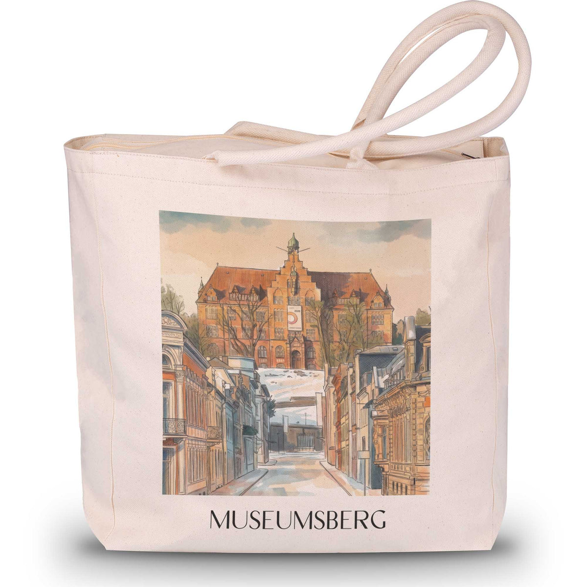 museumsberg-flensburg-deutschland-einkaufstasche-aquarell