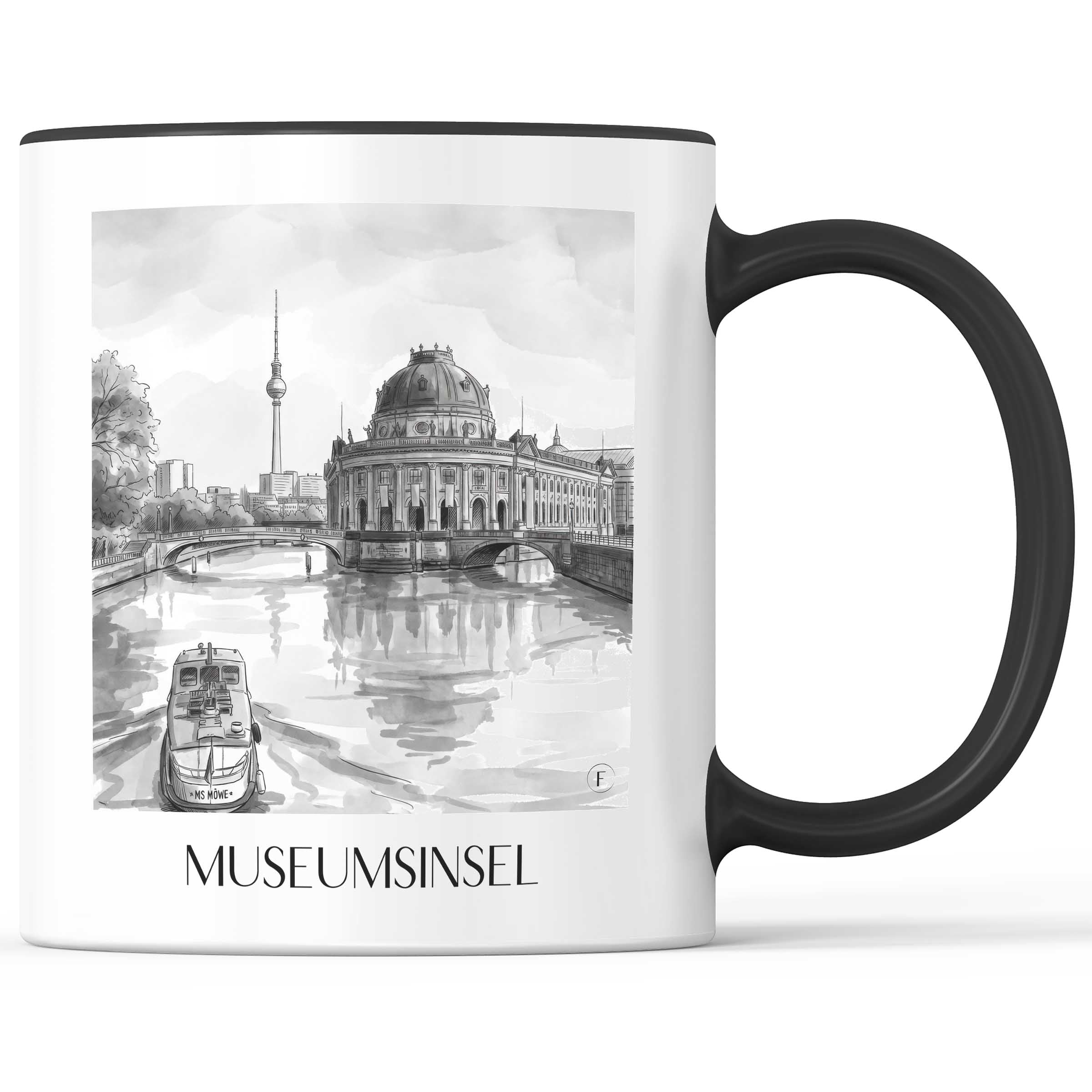 museumsinsel-berlin-deutschland-kaffeebecher-aquarell-schwarz-weiss