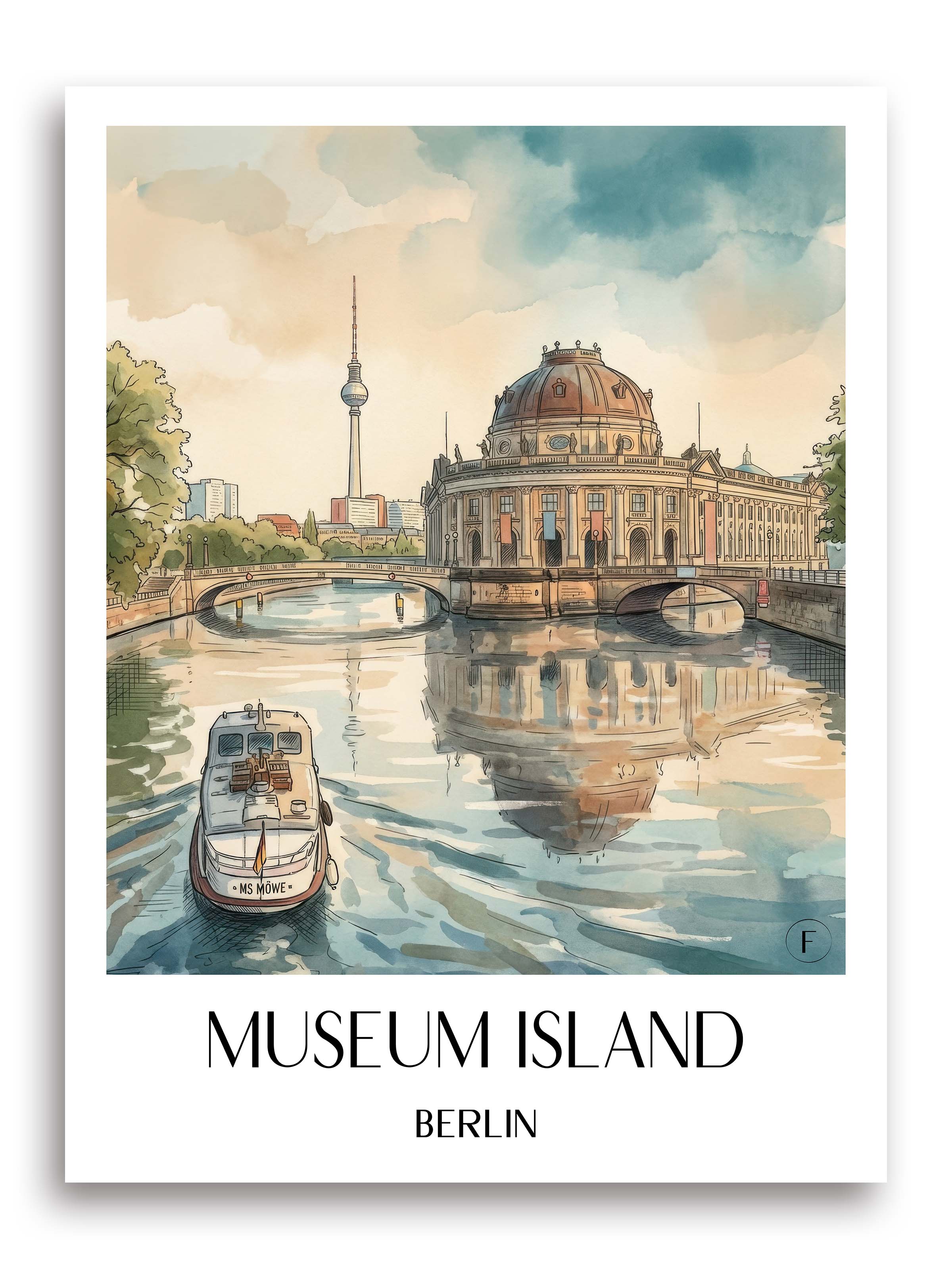 Museumsinsel Poster - Berlin - Deutschland Kunstdruck - Aquarell von A4 bis A1 - favplace