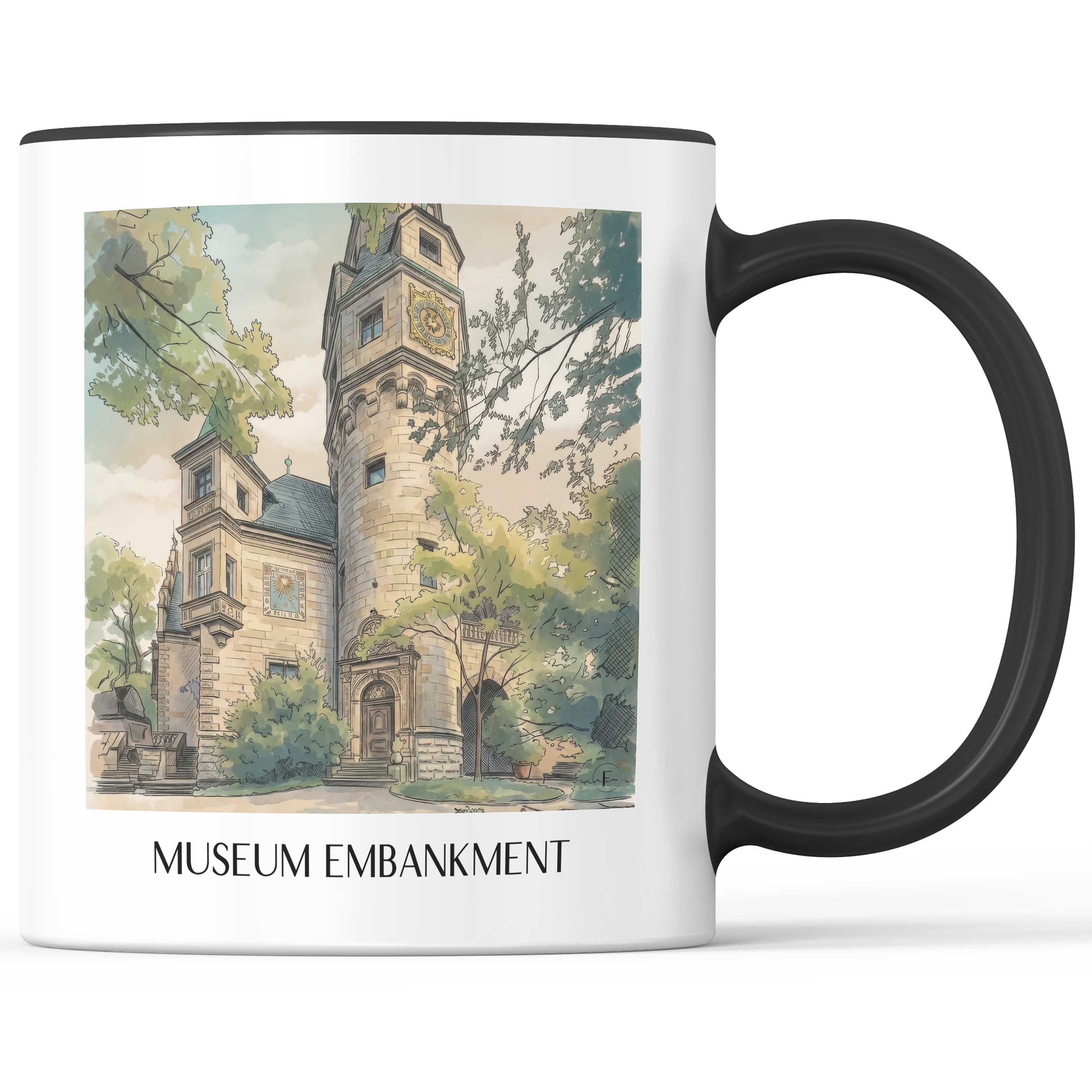 Museumsufer Kaffeebecher - Frankfurt - Deutschland Becher - Kaffeetasse im Aquarell Stil - favplace