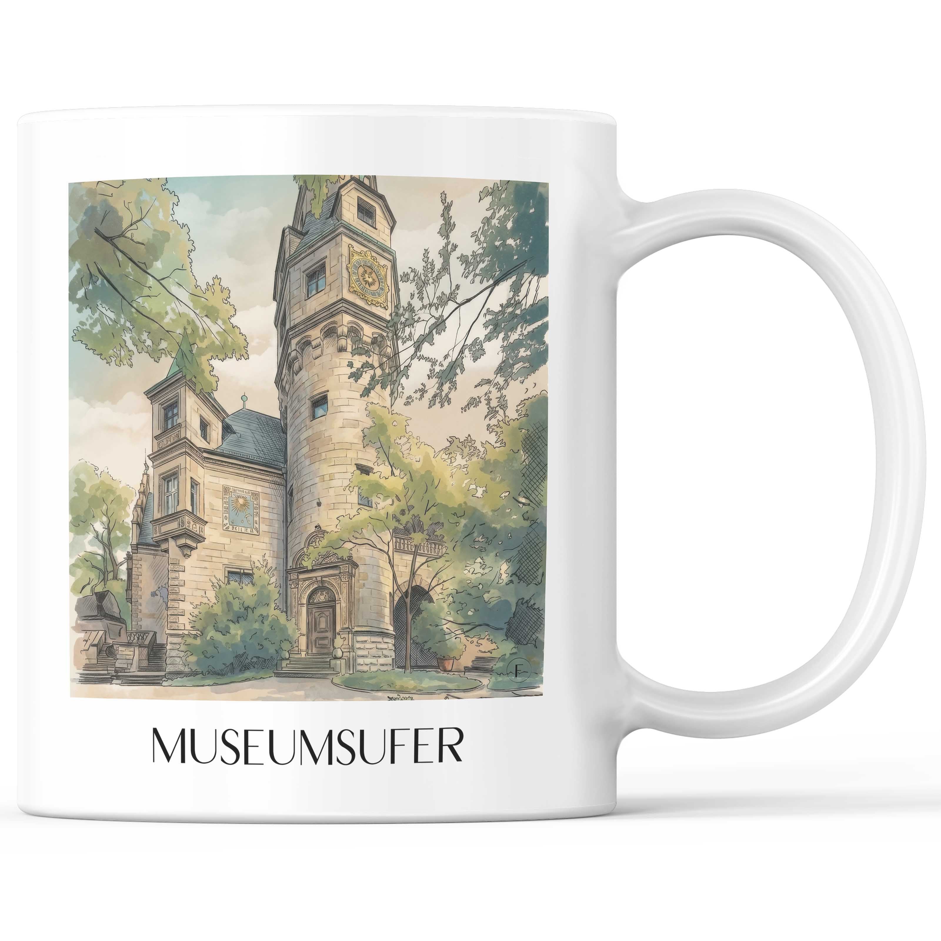 Museumsufer Kaffeebecher - Frankfurt - Deutschland Becher - Kaffeetasse im Aquarell Stil - favplace